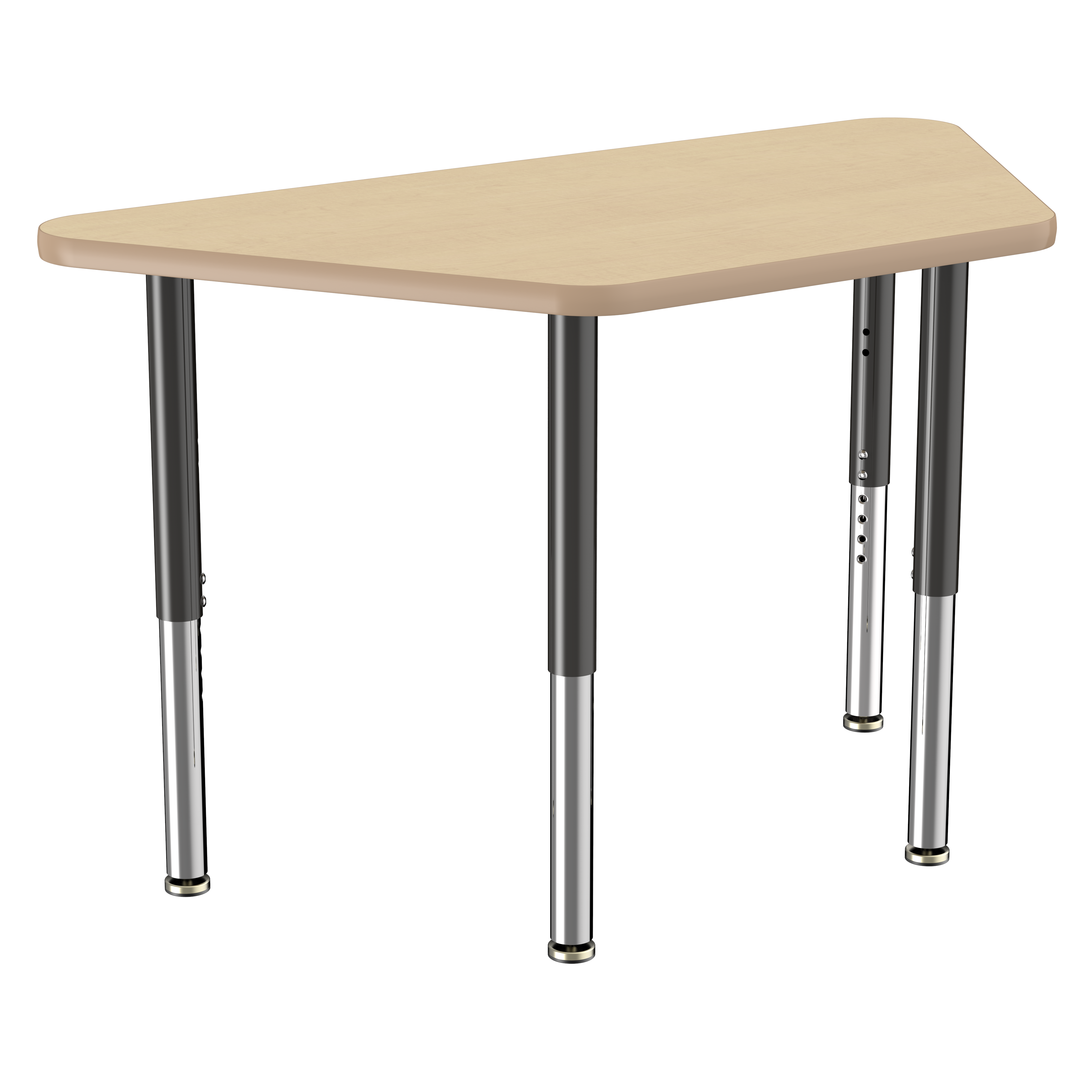 24" x 48" Trapezoid T-Molding Activity Table with Adjustable Super Legs - Maple/Maple/Black