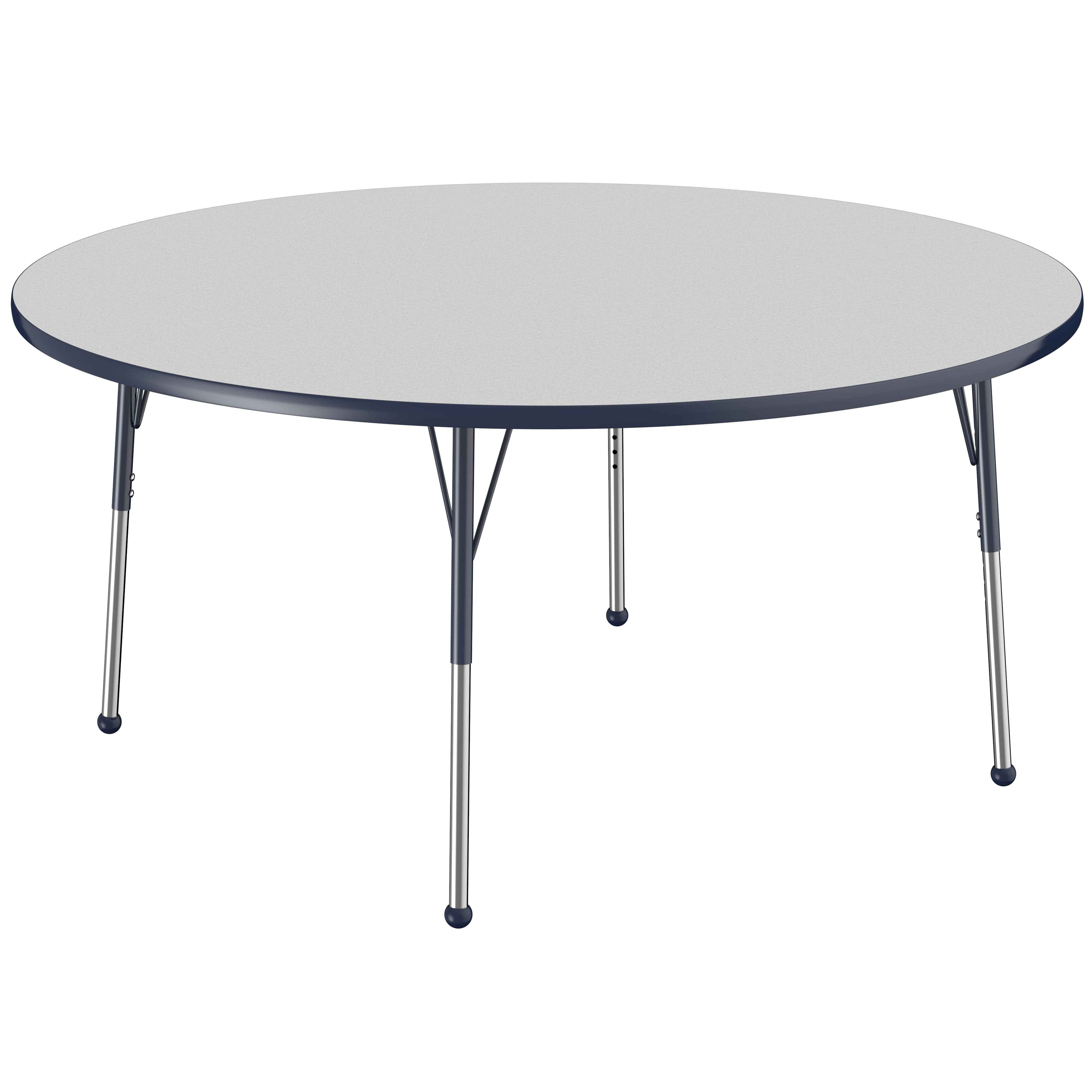 60" Round T-Molding Activity Table with Adjustable Standard Ball Glide Legs - Gray/Navy