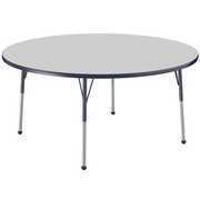 60" Round T-Molding Activity Table with Adjustable Standard Ball Glide Legs - Gray/Navy