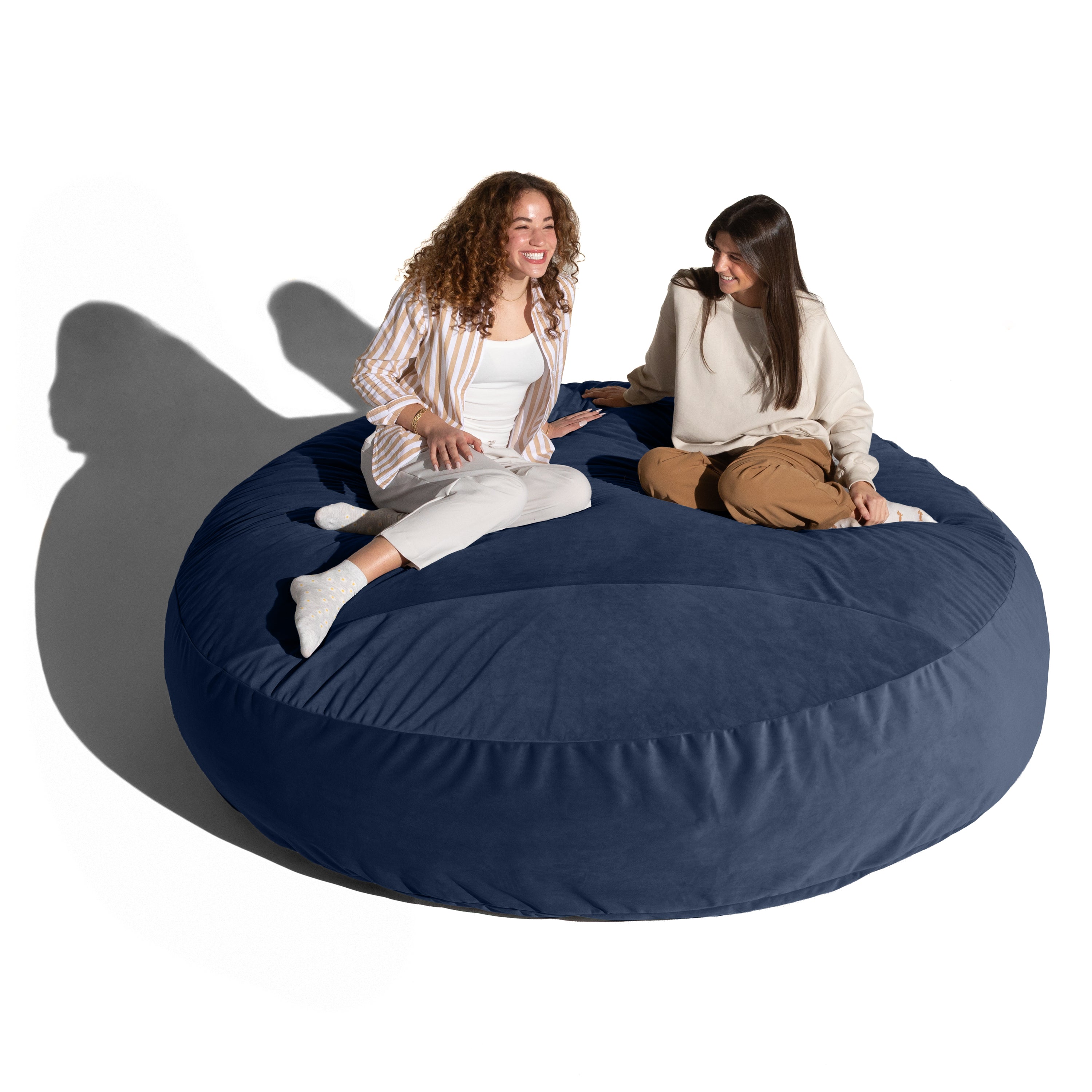 Jaxx 6 Foot Cocoon - 2-in-1 Convertible Bean Bag Bed & Large Bean Bag Chair for Adults, Premium Lush Velvet - Navy Blue