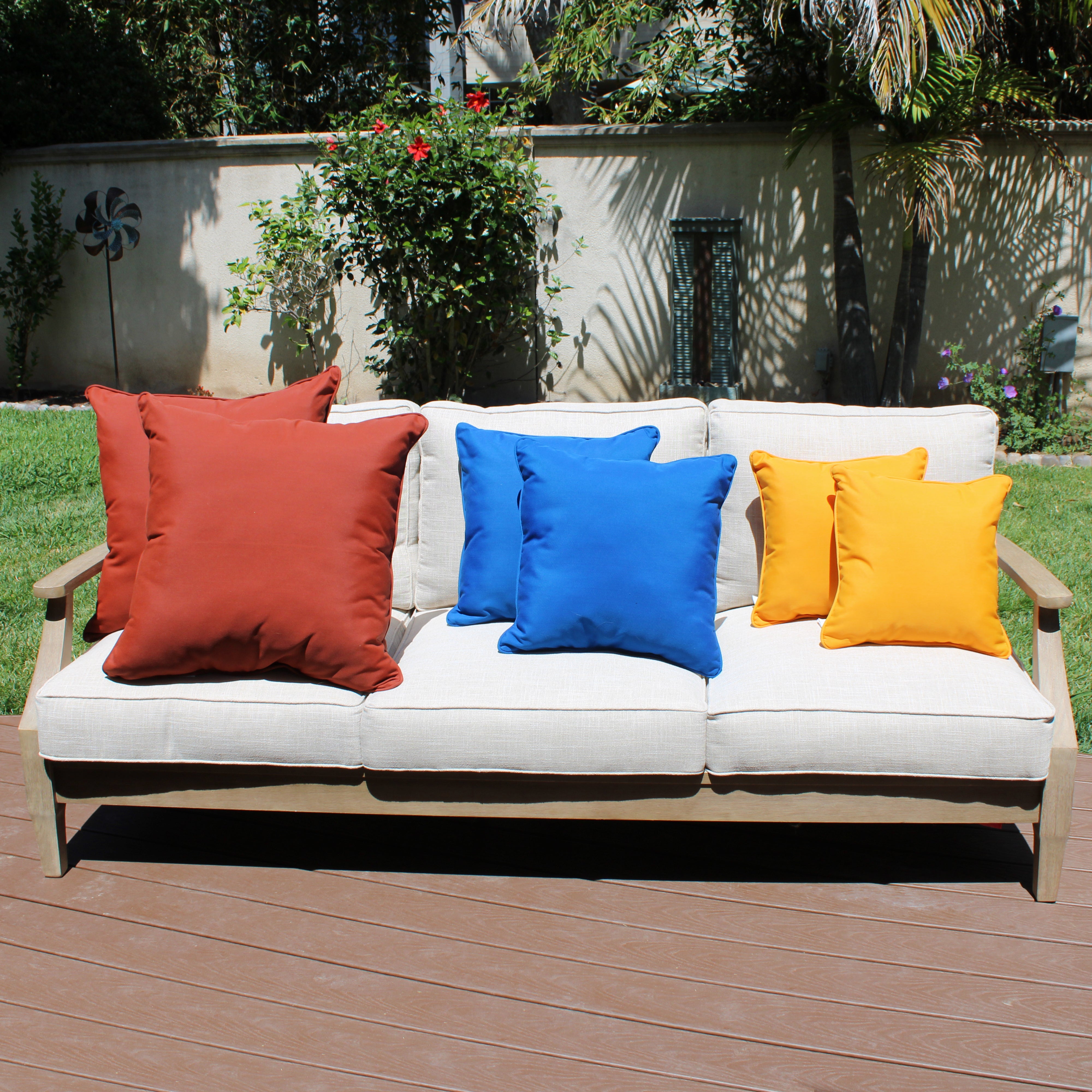 Presidio 24" x 24" Square Indoor/Outdoor Pillow with Piping, 2-Piece - Rust Red
