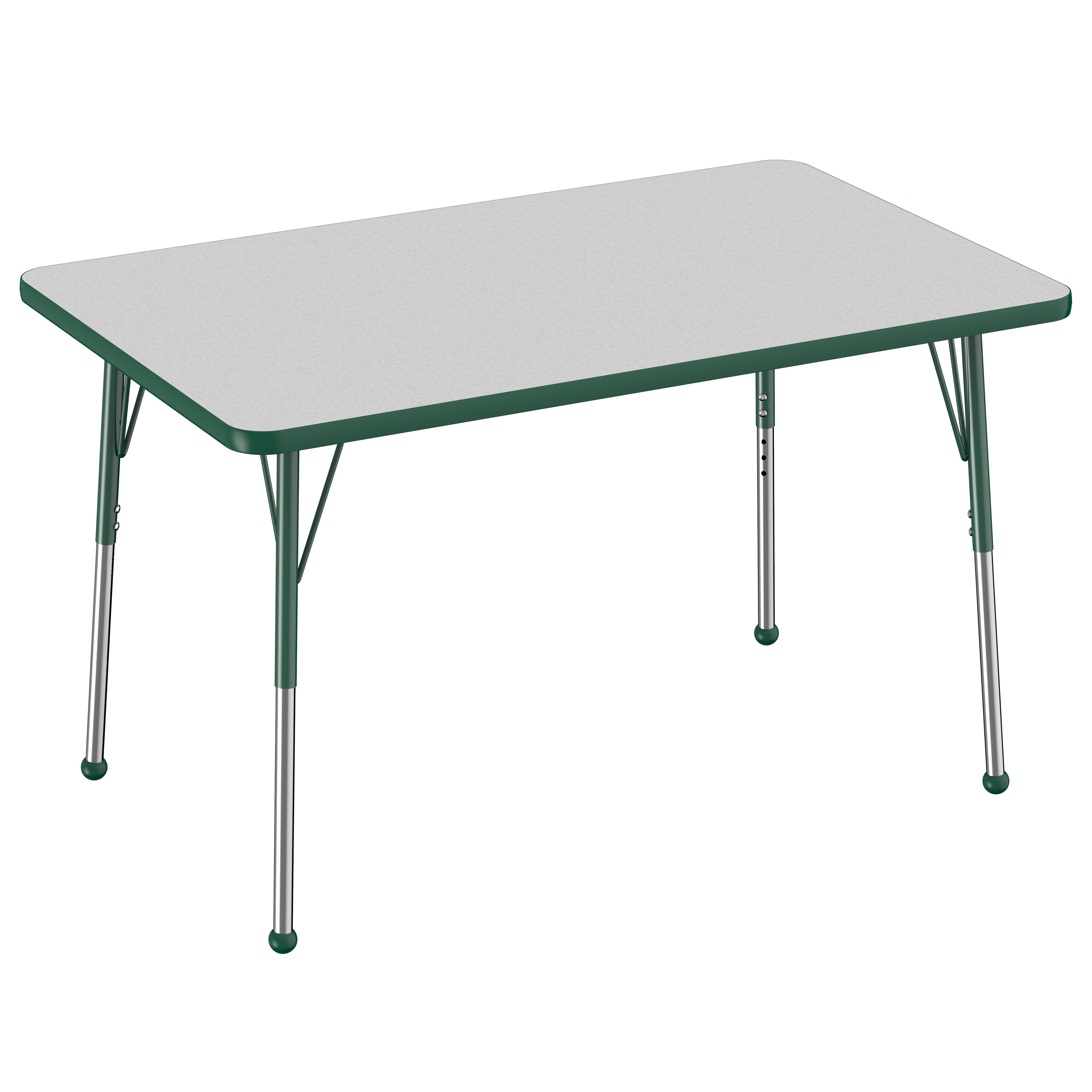 30" x 48" Rectangle T-Molding Activity Table with Adjustable Standard Ball Glide Legs - Gray/Green