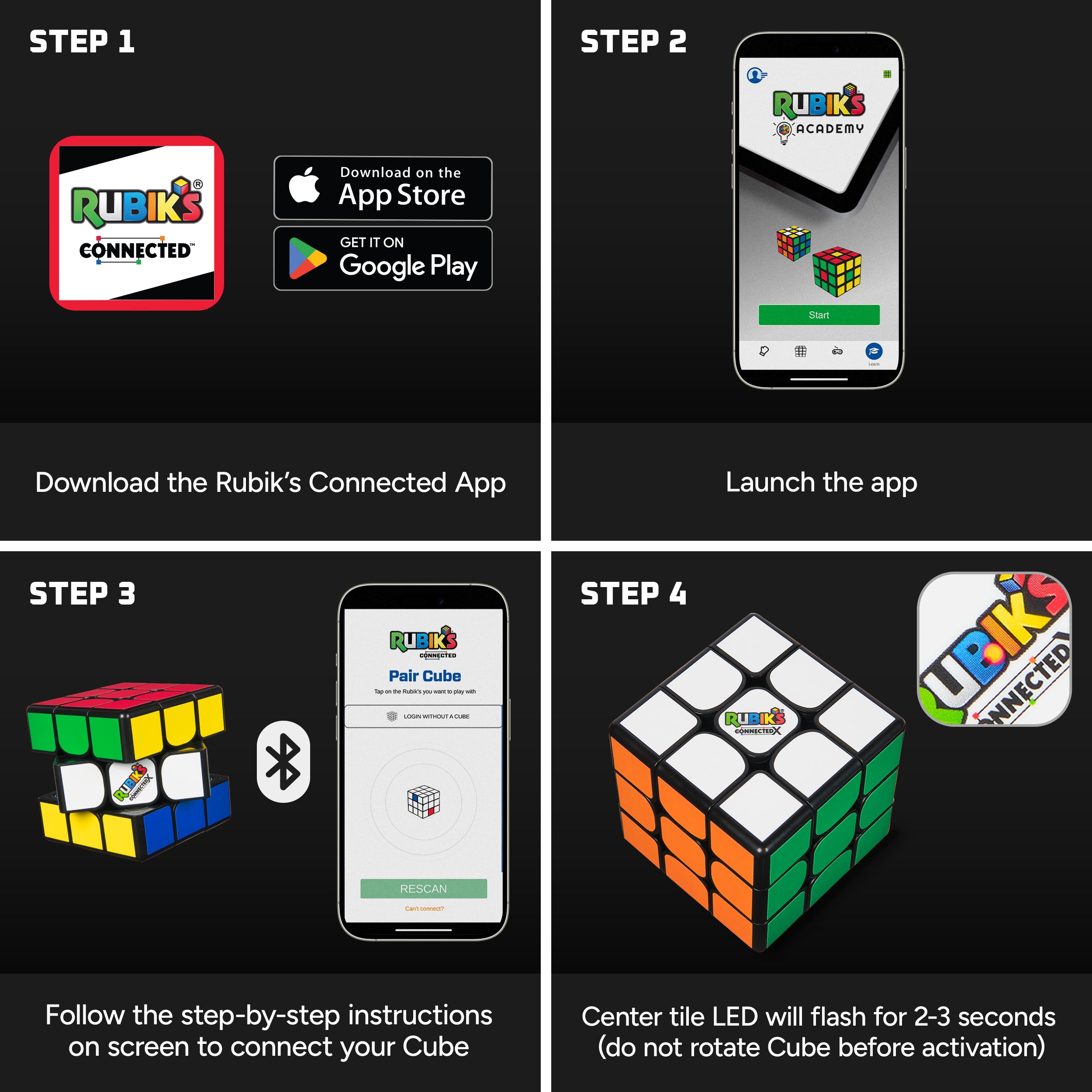 Rubik's Cube, The Official Rubik’s ConnectedX, Bluetooth-Enabled 3x3 Speed Cube with Guided Learning App for Beginners, Brain Teaser Fidget Toy & Puzzle for Adults, Teens, & Kids, for Ages 8 & Up