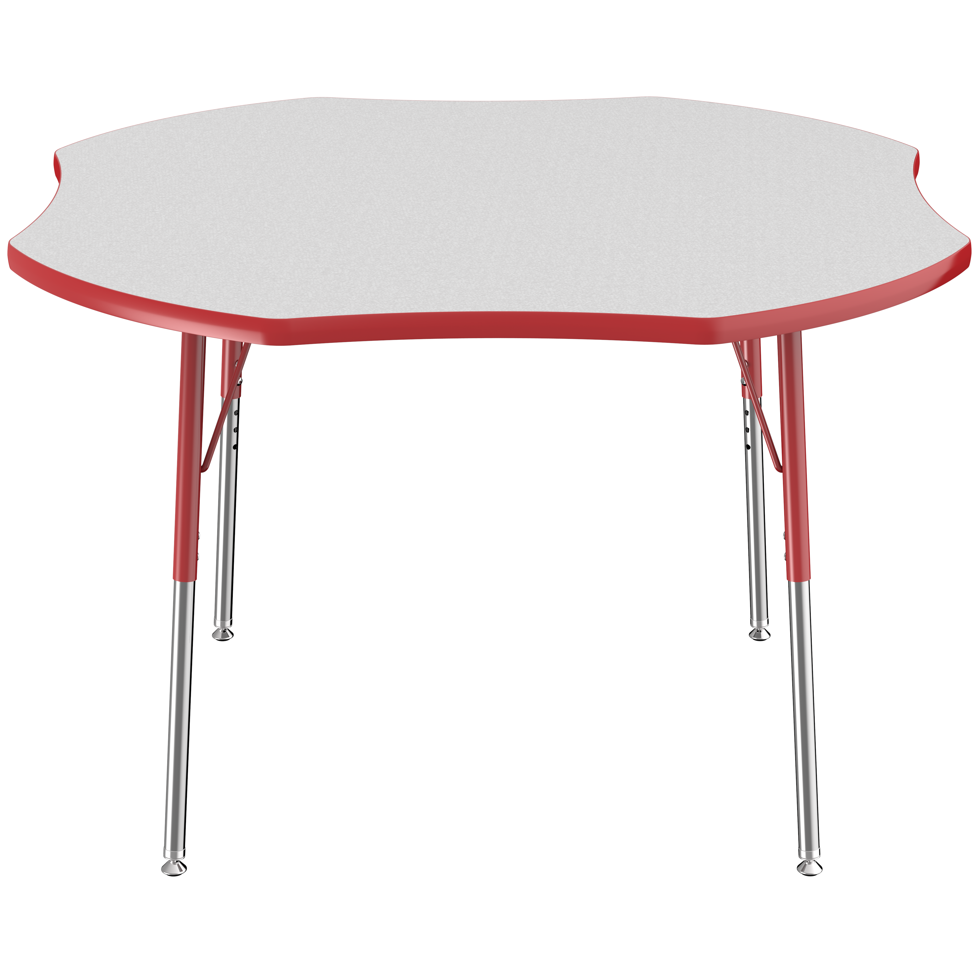 48" x 48" Clover T-Molding Activity Table with Adjustable Standard Swivel Glide Legs - Gray/Red
