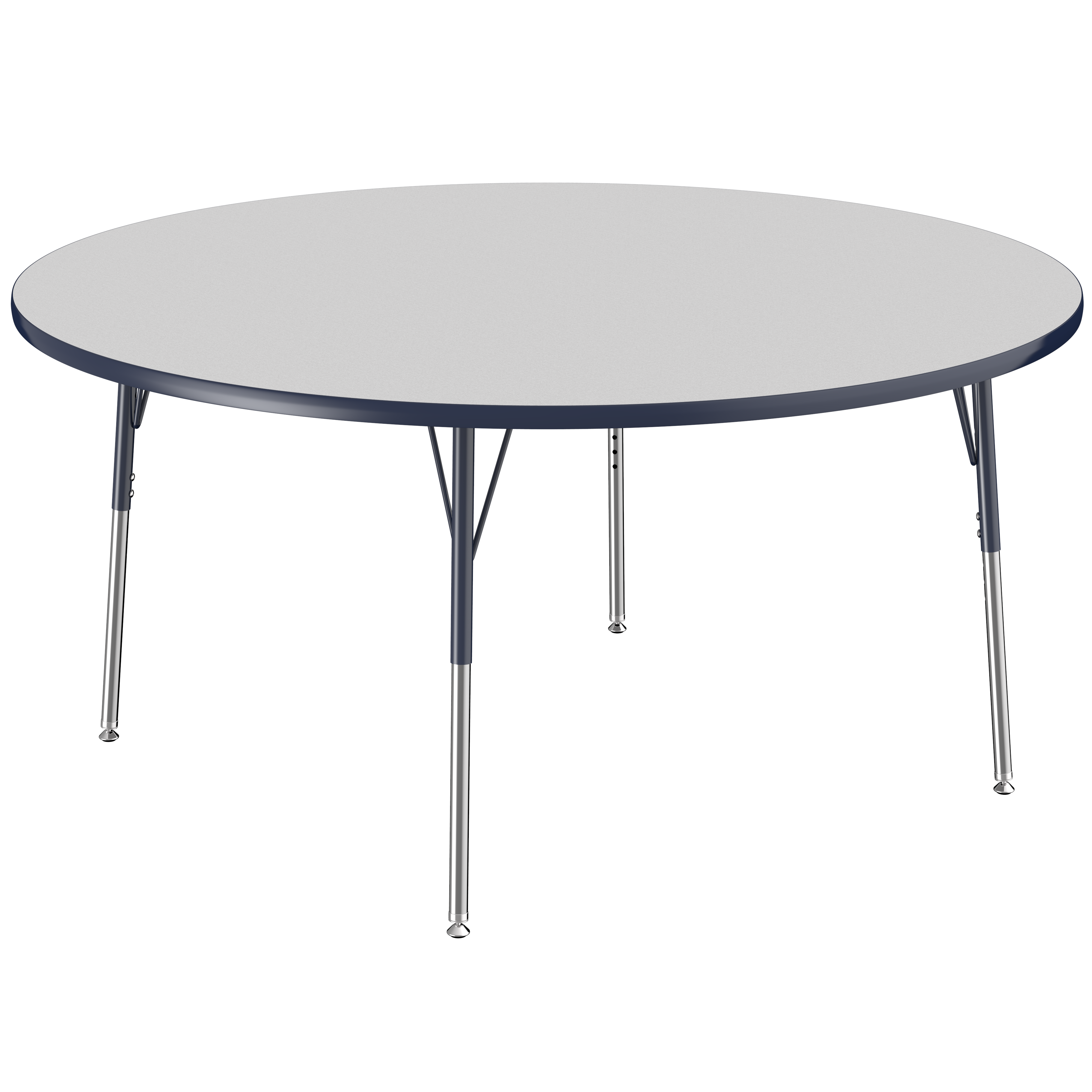 60" Round T-Molding Activity Table with Adjustable Standard Swivel Glide Legs - Gray/Navy