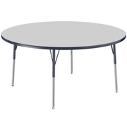 60" Round T-Molding Activity Table with Adjustable Standard Swivel Glide Legs - Gray/Navy