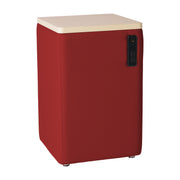 Pro Series Upholstered 18" x 18" Square Ottoman Table with Tech Panel 28" Height - Crimson/Maple