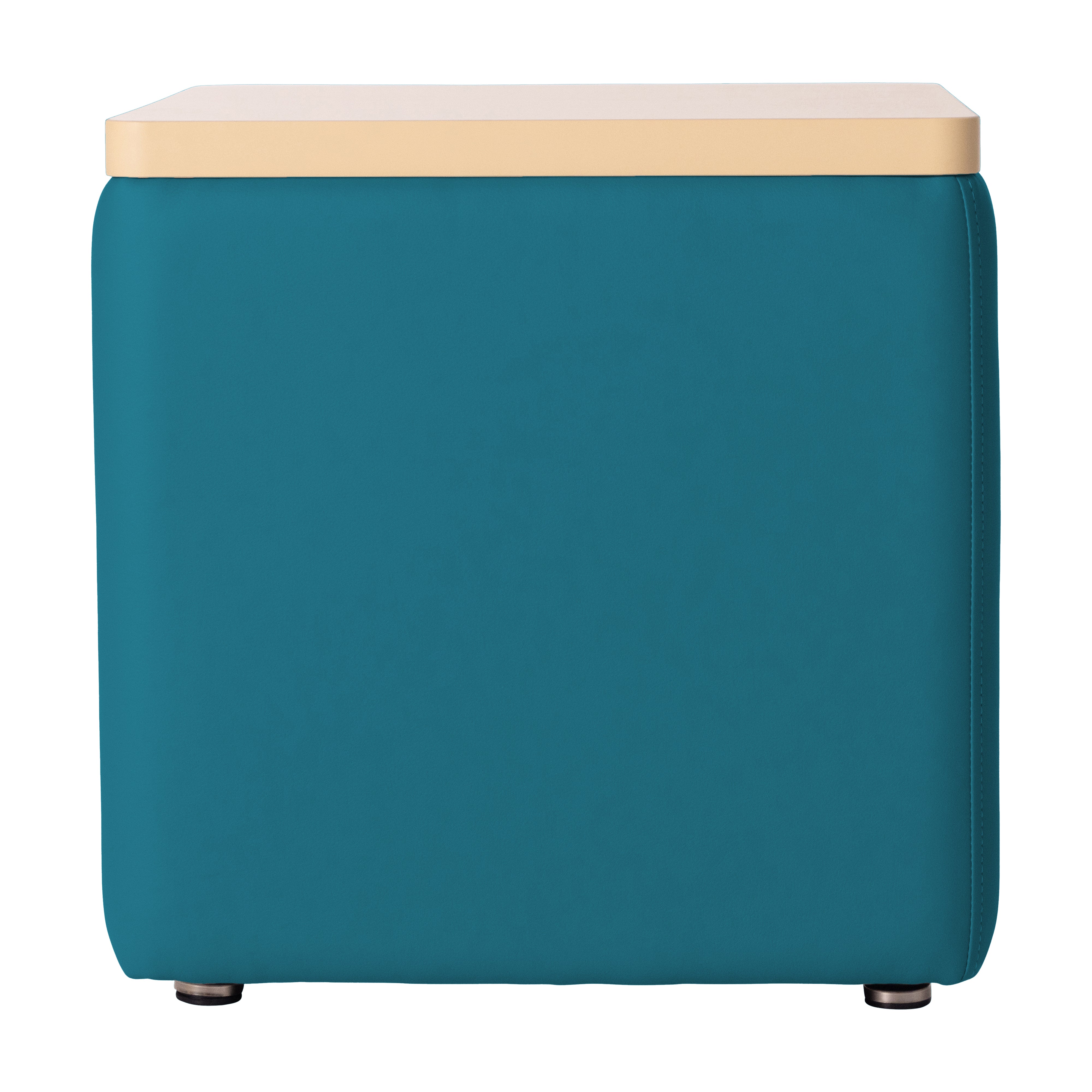 Pro Series Upholstered 18" x 18" Square Ottoman Table 18" Height - Teal/Maple