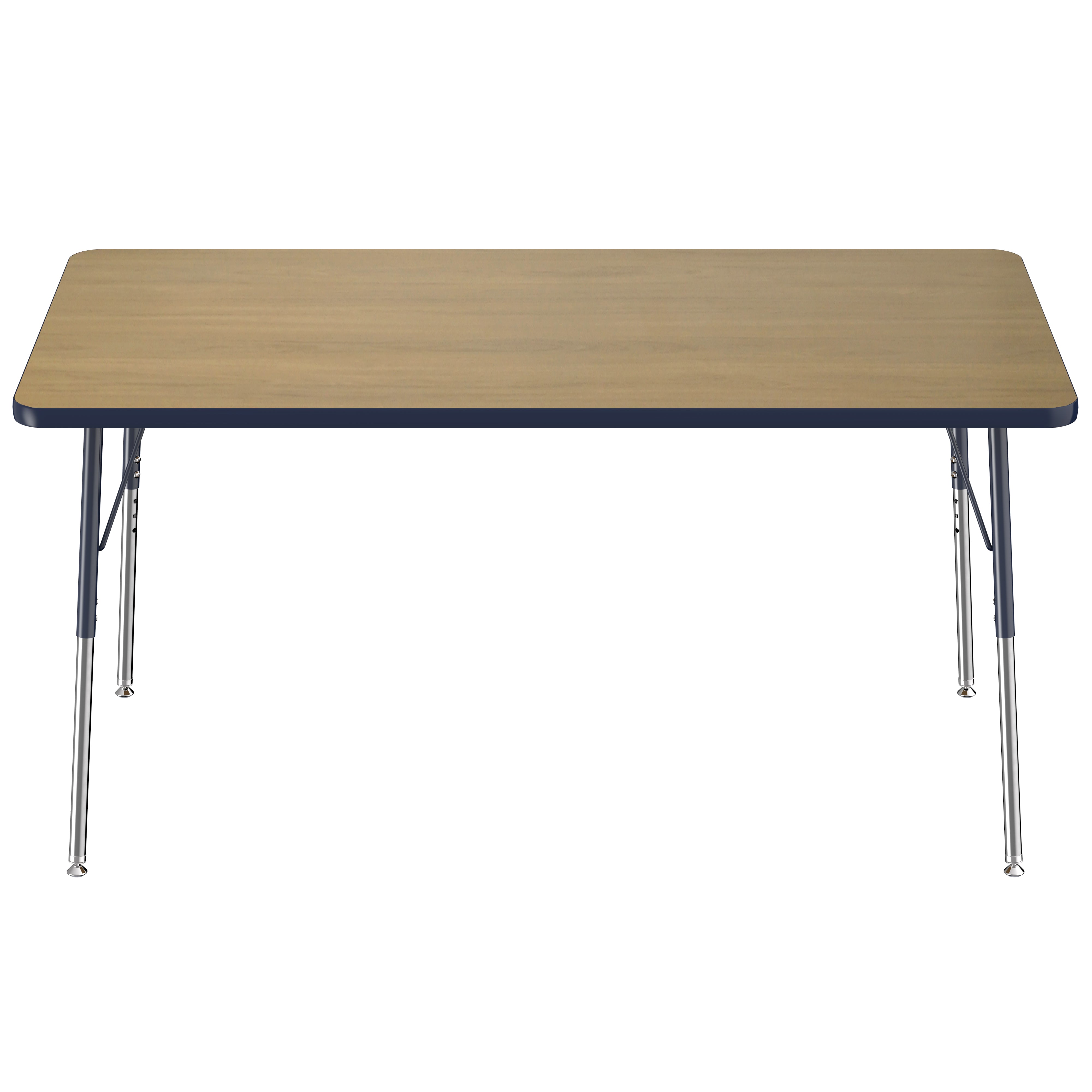 36" x 60" Rectangle T-Molding Activity Table with Adjustable Standard Swivel Glide Legs - Pasadena Oak/Navy