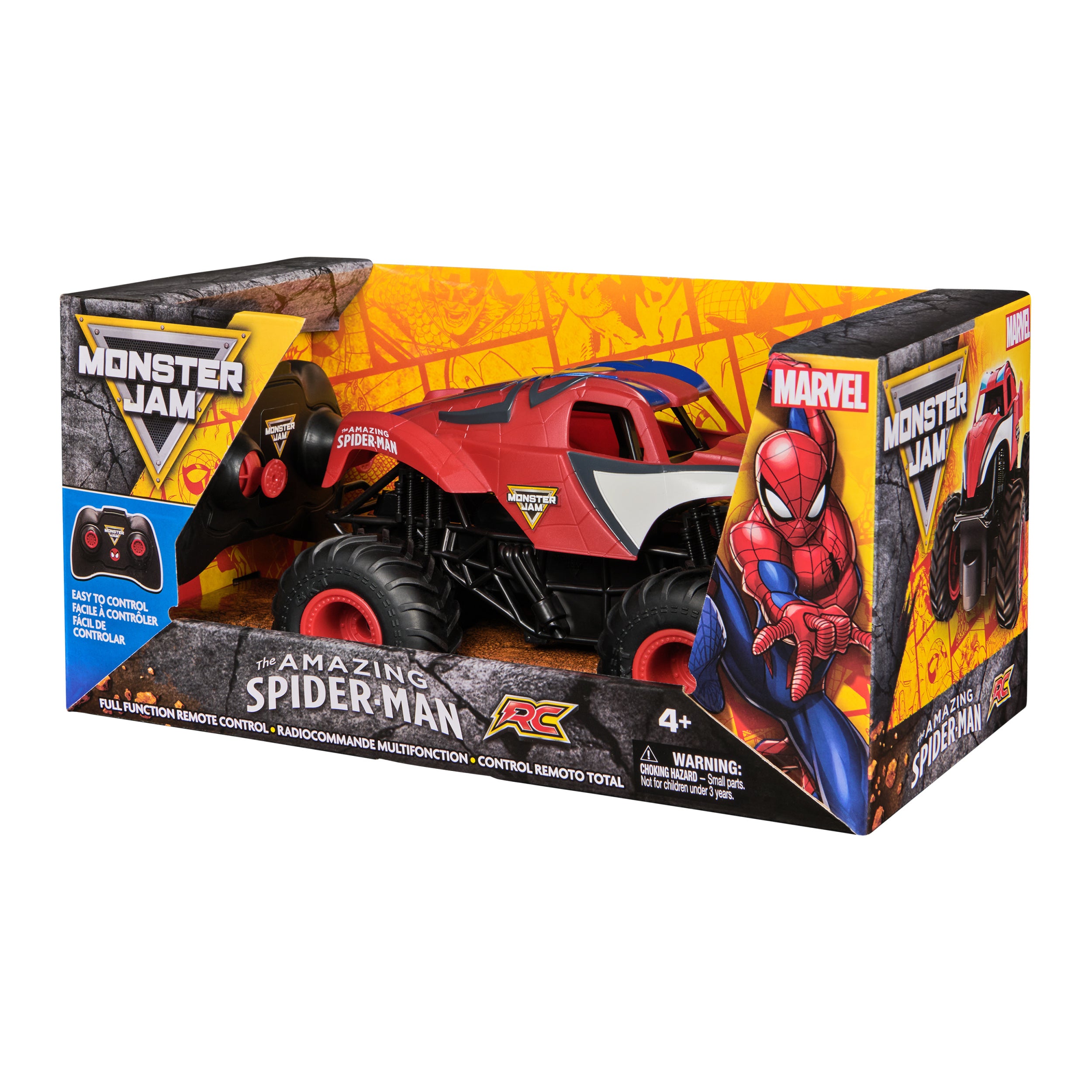 Monster Jam, Marvel The Amazing Spider-Man RC Monster Truck, 1:24 Scale, Kids Toys for Boys and Girls Ages 4 and up