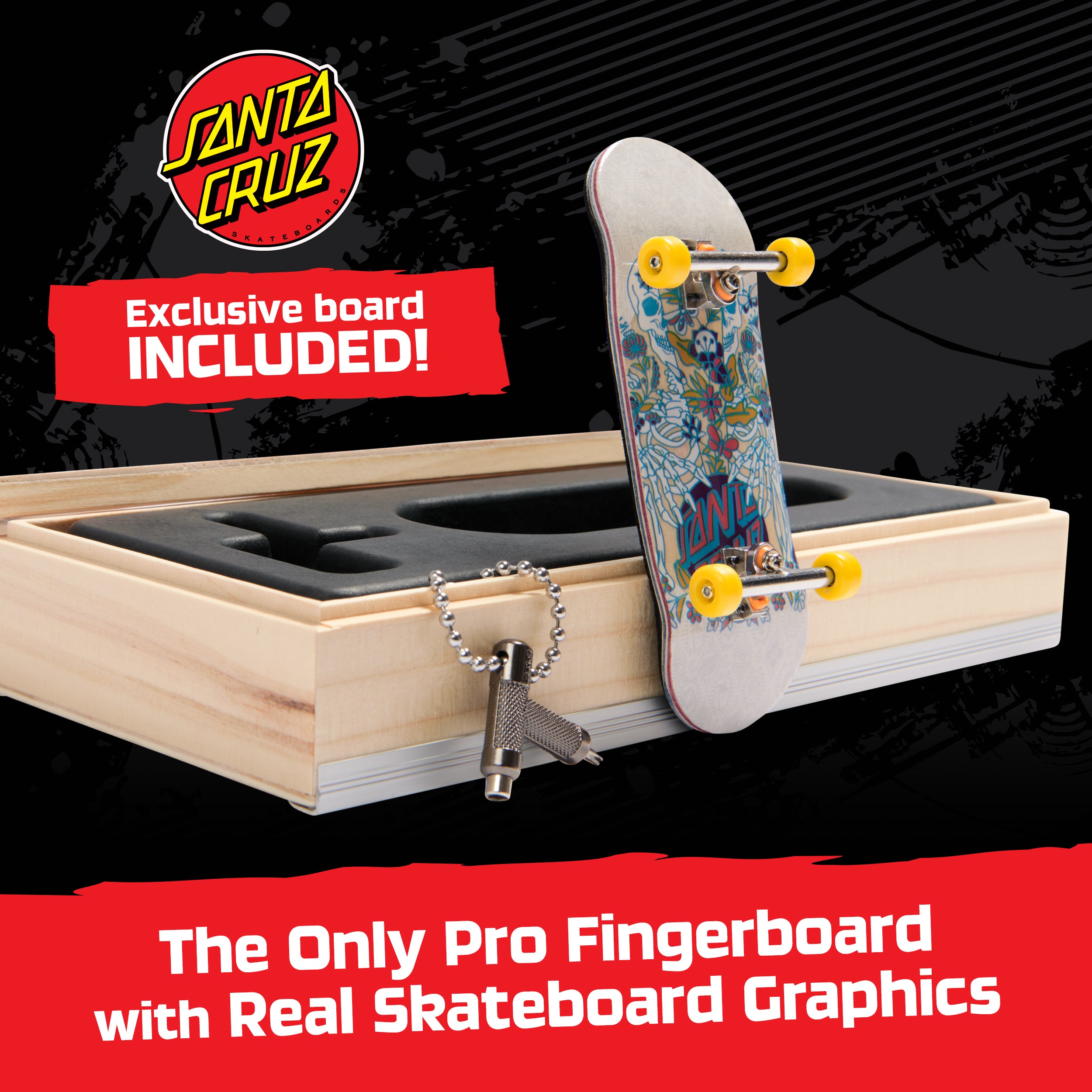 Tech Deck, Santa Cruz Pro Series Finger Board with Storage Display, Built for Pros; Authentic Mini Skateboards, Kids Toys for Ages 6 and up