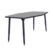 Adapte 34" x 60" Long Hexagon Thermofused Activity Table with Adjustable Tapered Legs - North Sea/Navy