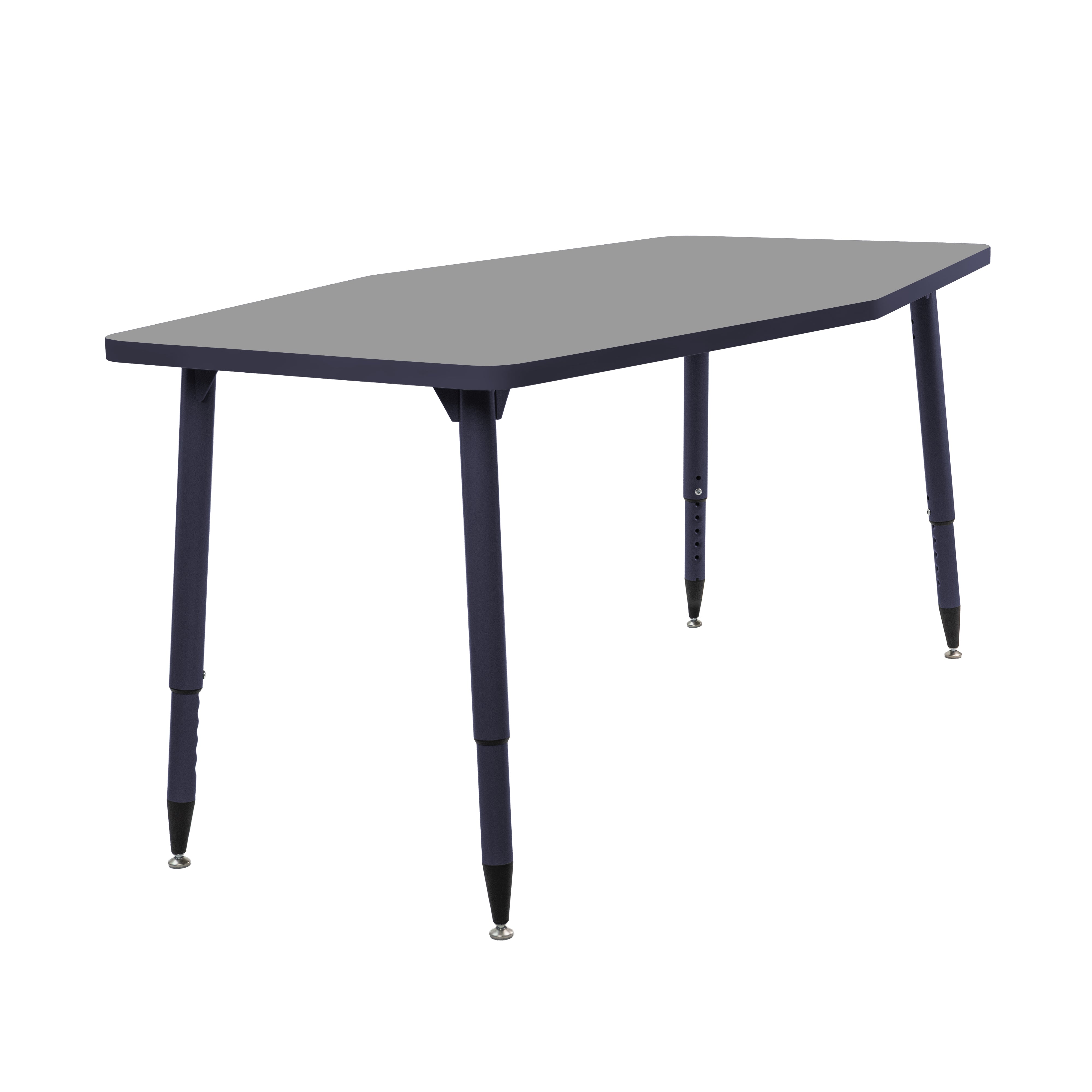 Adapte 34" x 60" Long Hexagon Thermofused Activity Table with Adjustable Tapered Legs - North Sea/Navy