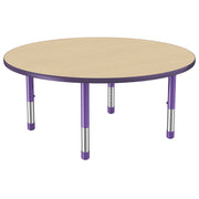 48" Round T-Molding Activity Table with Adjustable Chunky Legs - Maple/Purple
