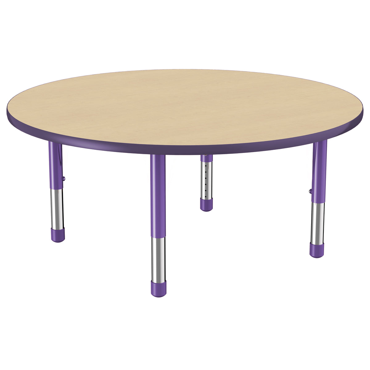 48" Round T-Molding Activity Table with Adjustable Chunky Legs - Maple/Purple