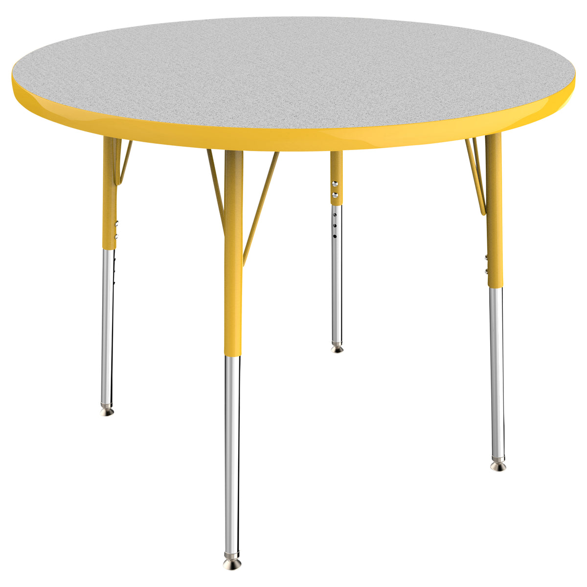 36" Round T-Molding Activity Table with Adjustable Standard Swivel Glide Legs - Gray/Yellow