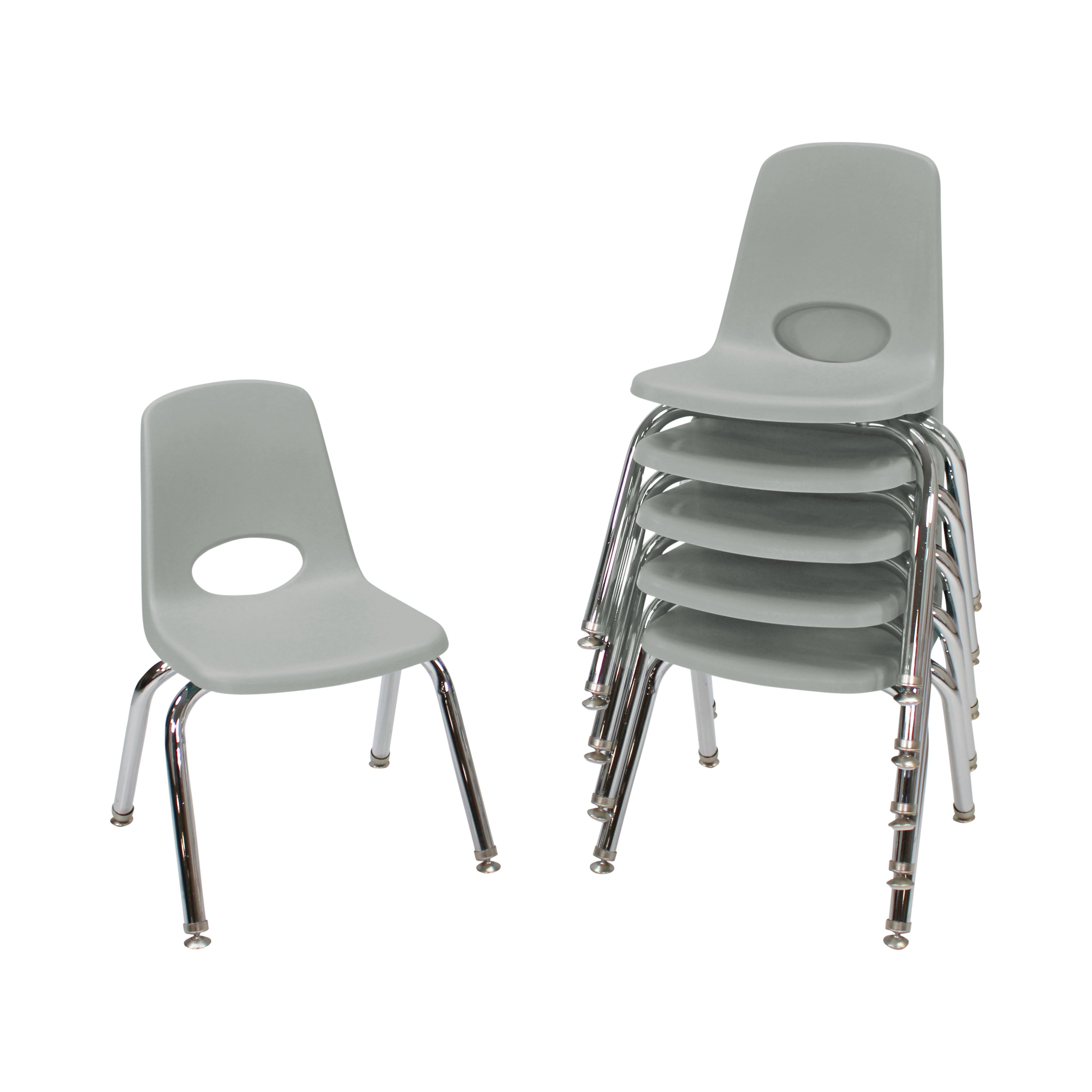 12" Stack Chair with Swivel Glides - Light Gray