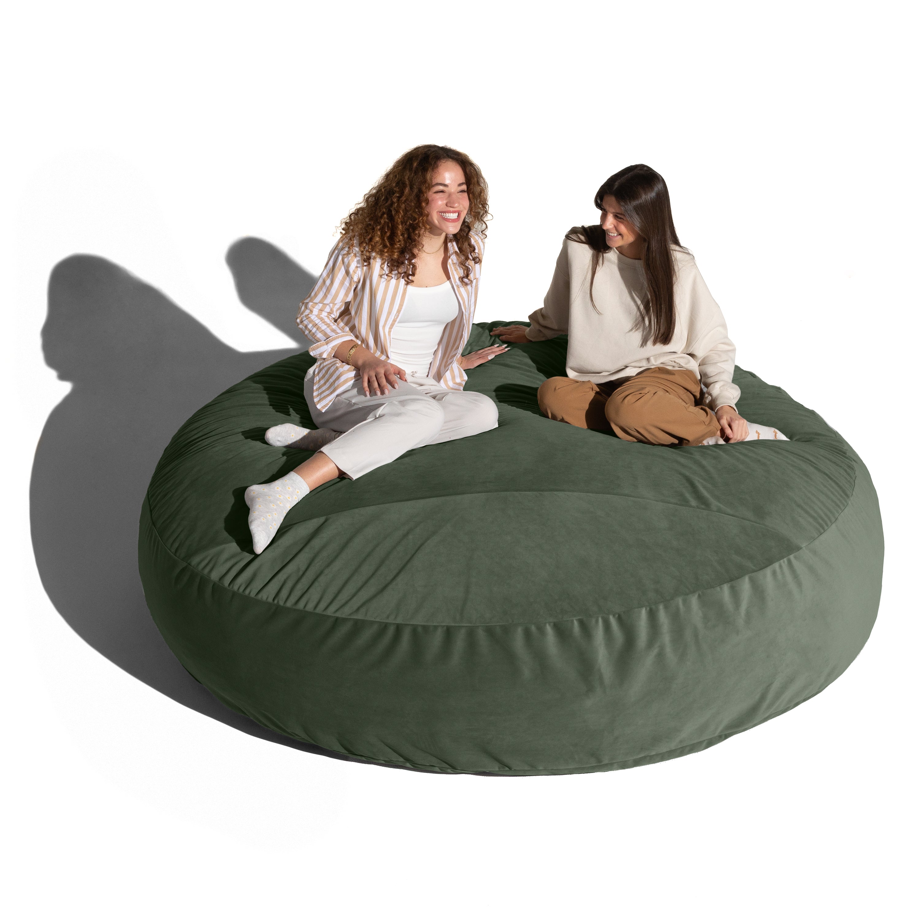 Jaxx 6 Foot Cocoon - 2-in-1 Convertible Bean Bag Bed & Large Bean Bag Chair for Adults, Premium Lush Velvet - Green