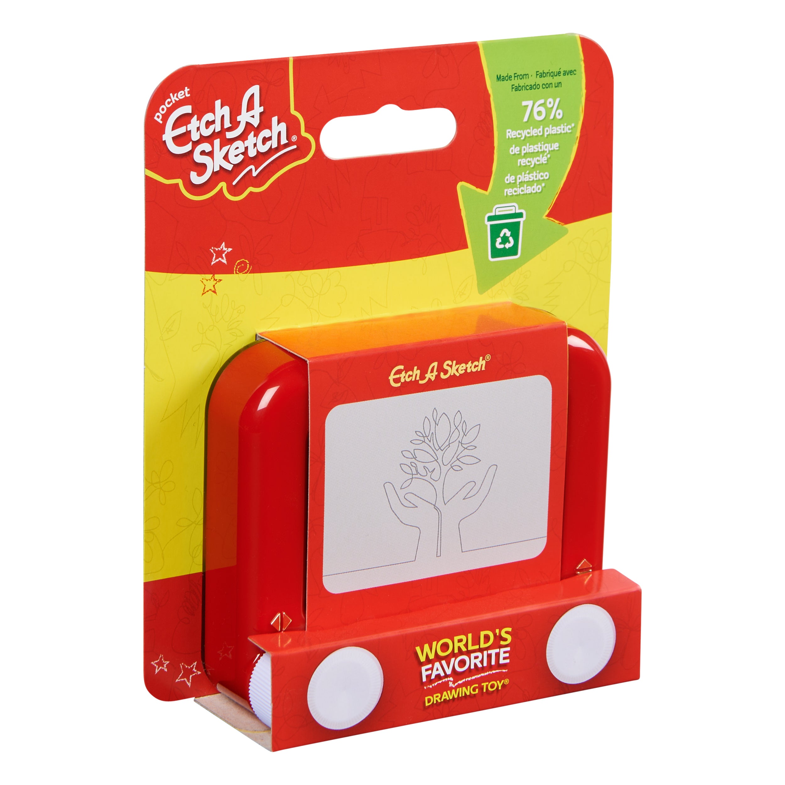 Etch A Sketch Pocket, 76% Recycled Plastic, Original Magic Screen, Sustainably-minded Kids Travel Toy, Drawing Toys for Boys & Girls Ages 3+