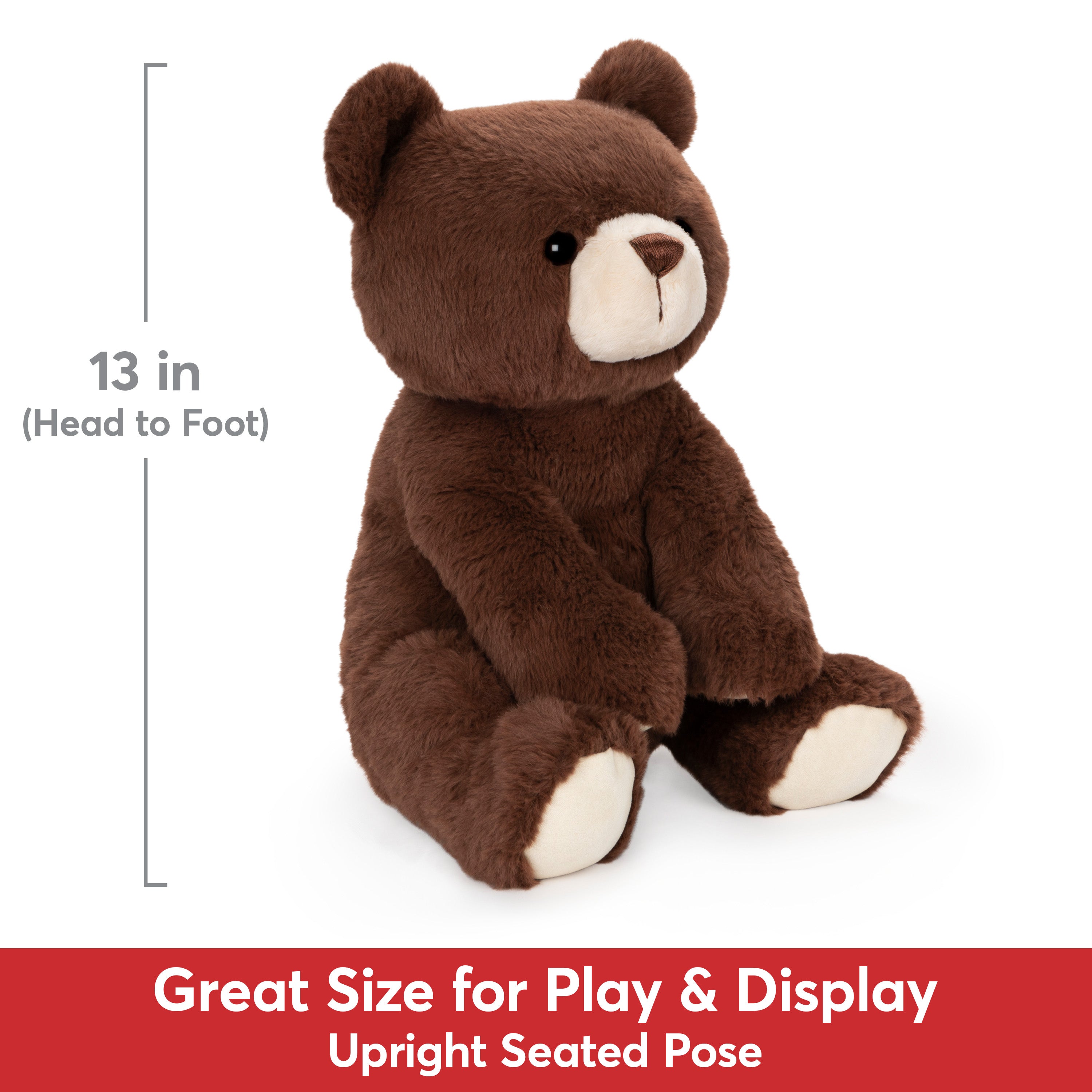GUND Finley Teddy Bear, Premium Stuffed Animal for Ages 1 and Up, Chocolate Brown, 13”