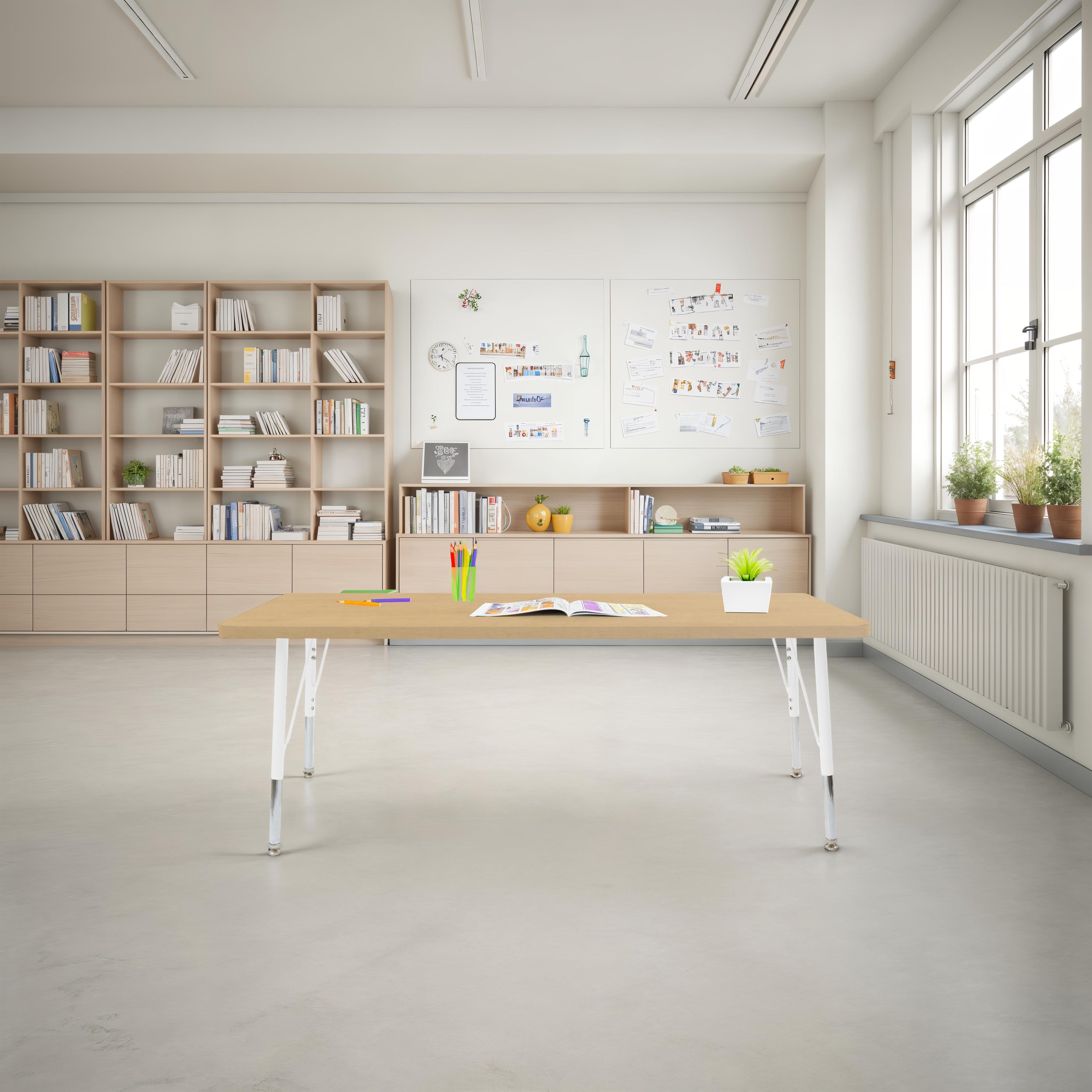 30" x 60" Rectangle Thermofused Woodgrain Activity Table with Standard Legs - Maple Grain/White