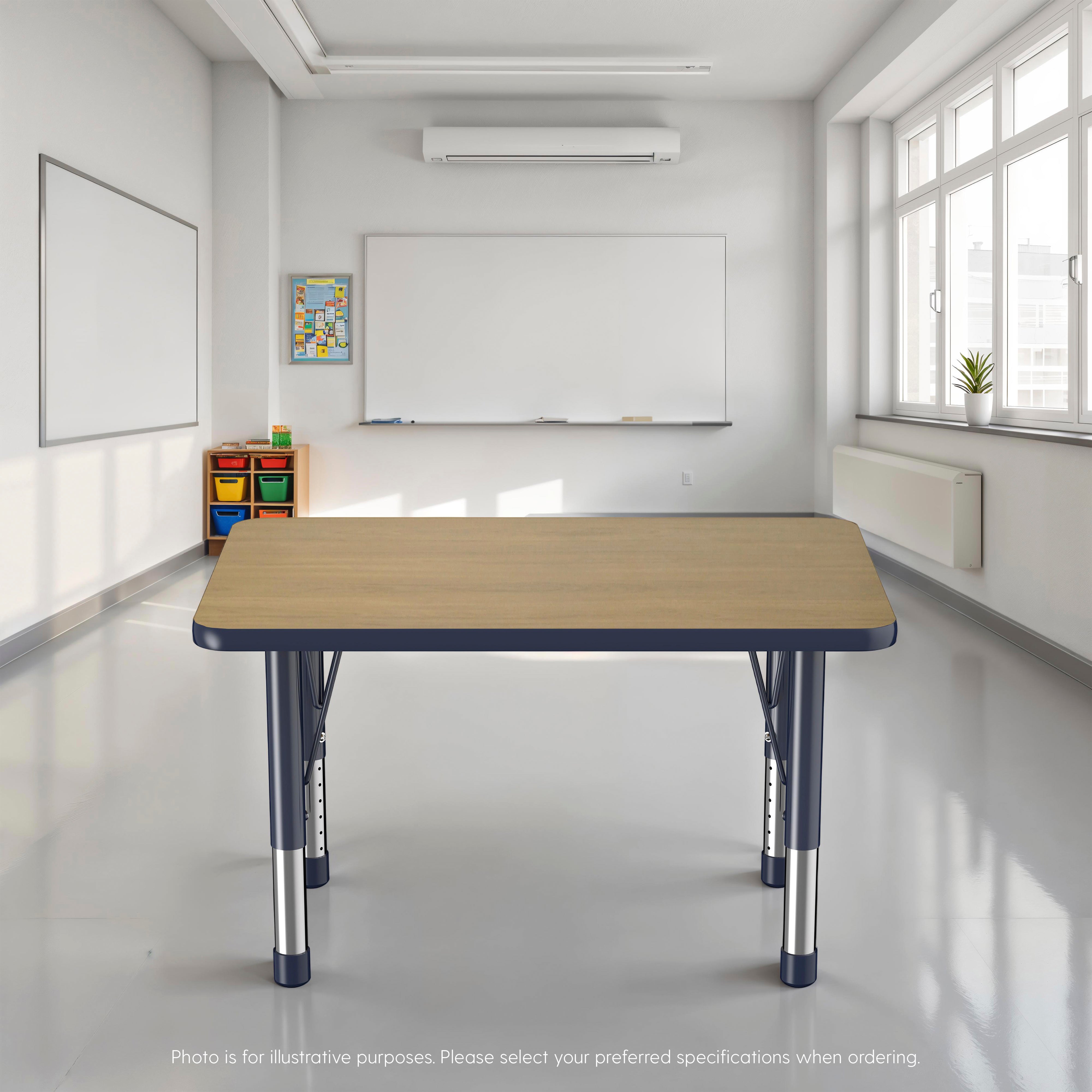 24" x 36" Rectangle T-Molding Activity Table with Adjustable Chunky Legs - Pasadena Oak/Navy