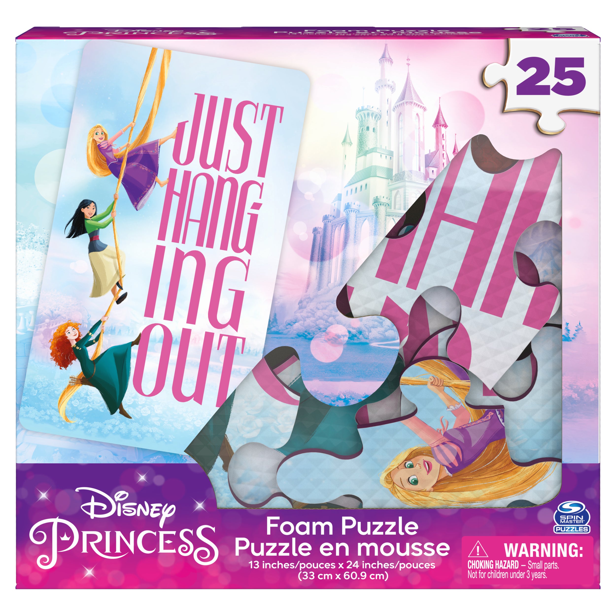 Spin Master Games, Disney Princess Puzzles, 25 Pieces, Soft Foam Kids Puzzle Featuring Rapunzel, Mulan, Merida, for Ages 4 & up