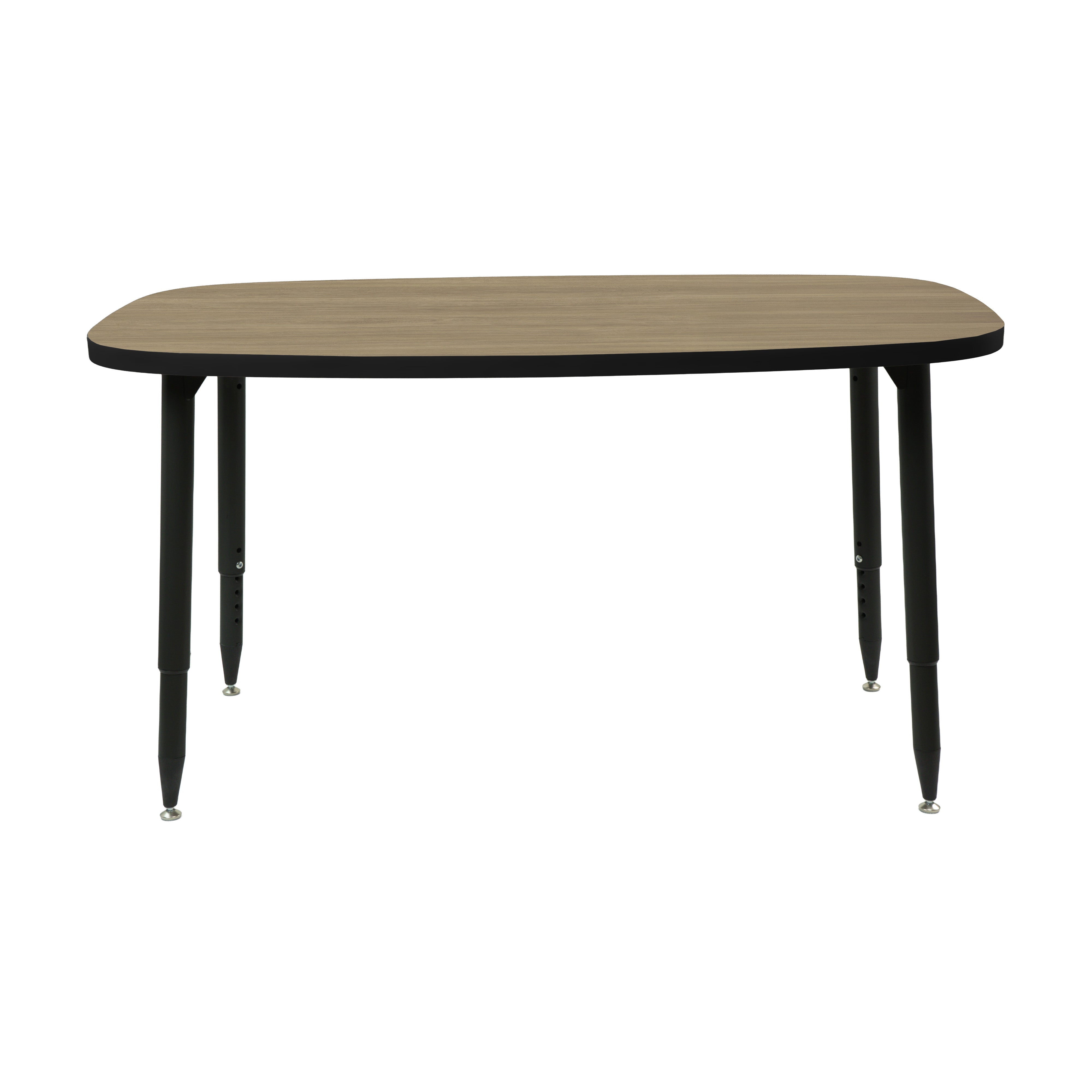 Adapte 31" x 50" Rounded Rectangle Thermofused Activity Table with Adjustable Tapered Legs - Pasadena Oak/Black