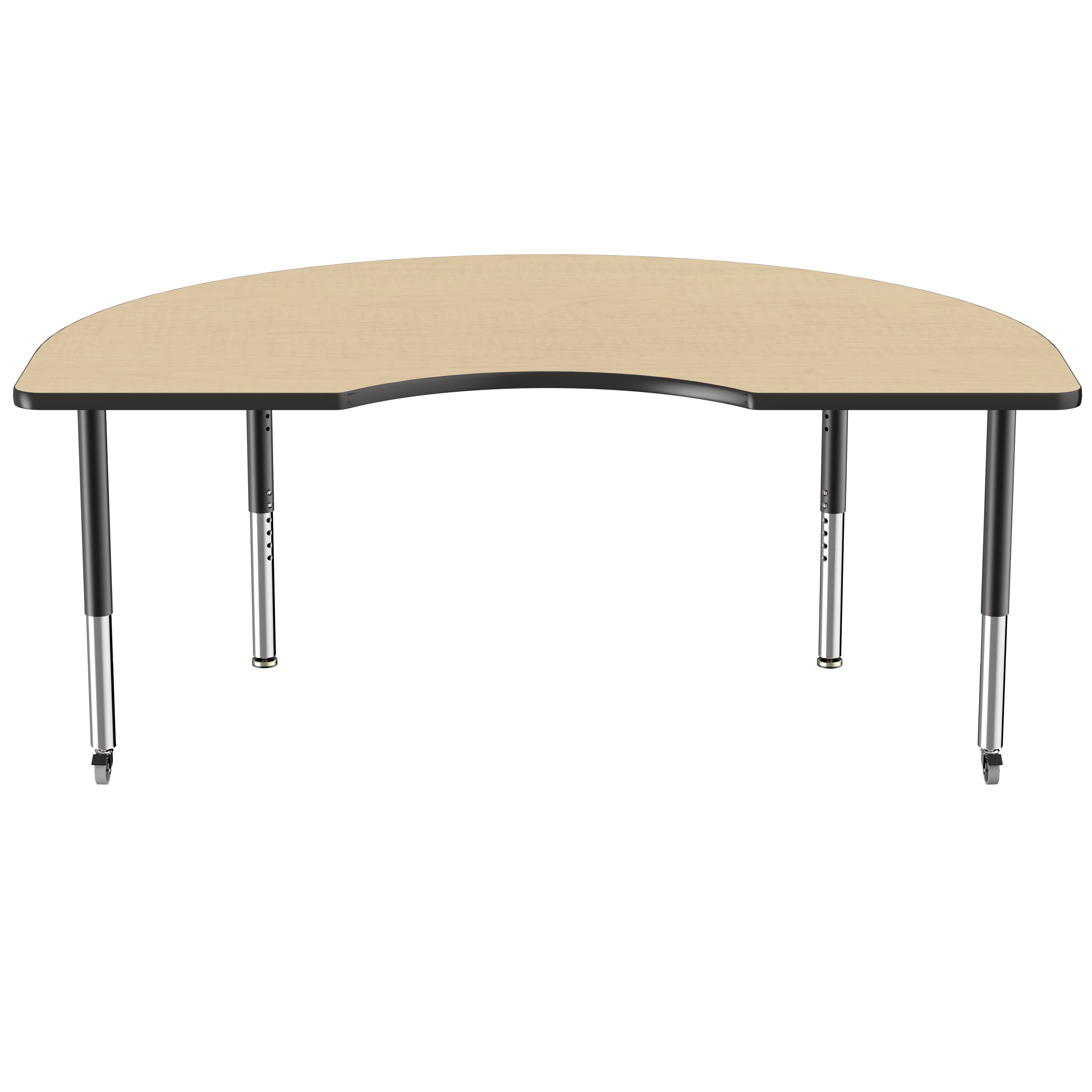 48" x 72" Kidney T-Molding Activity Table with Adjustable Super Legs - Maple/Black