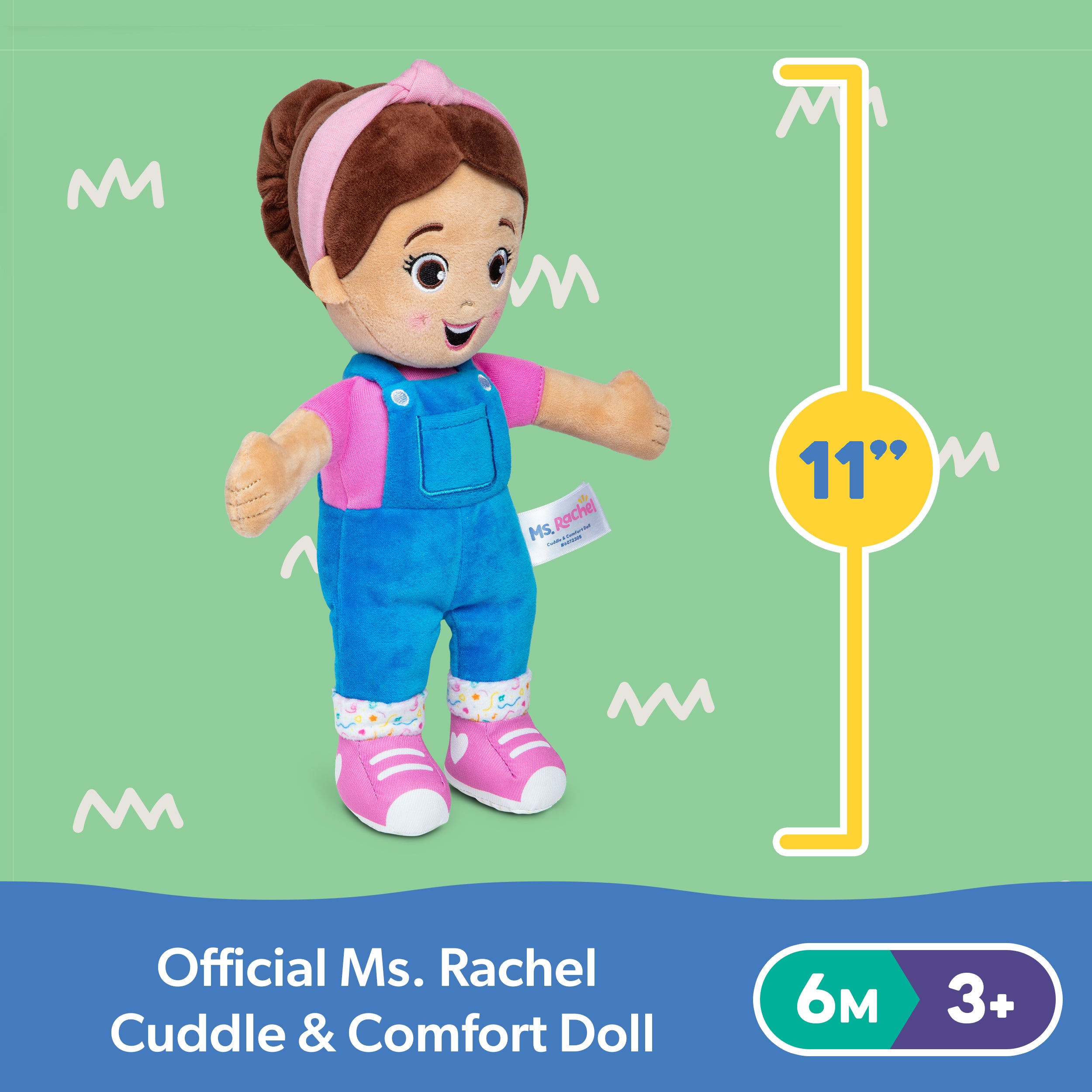 Ms. Rachel Official Cuddle & Comfort Doll, 11” Premium Plush Baby Toy, Toddler Toys for Girls & Boys for Ages 6 Months to 3+