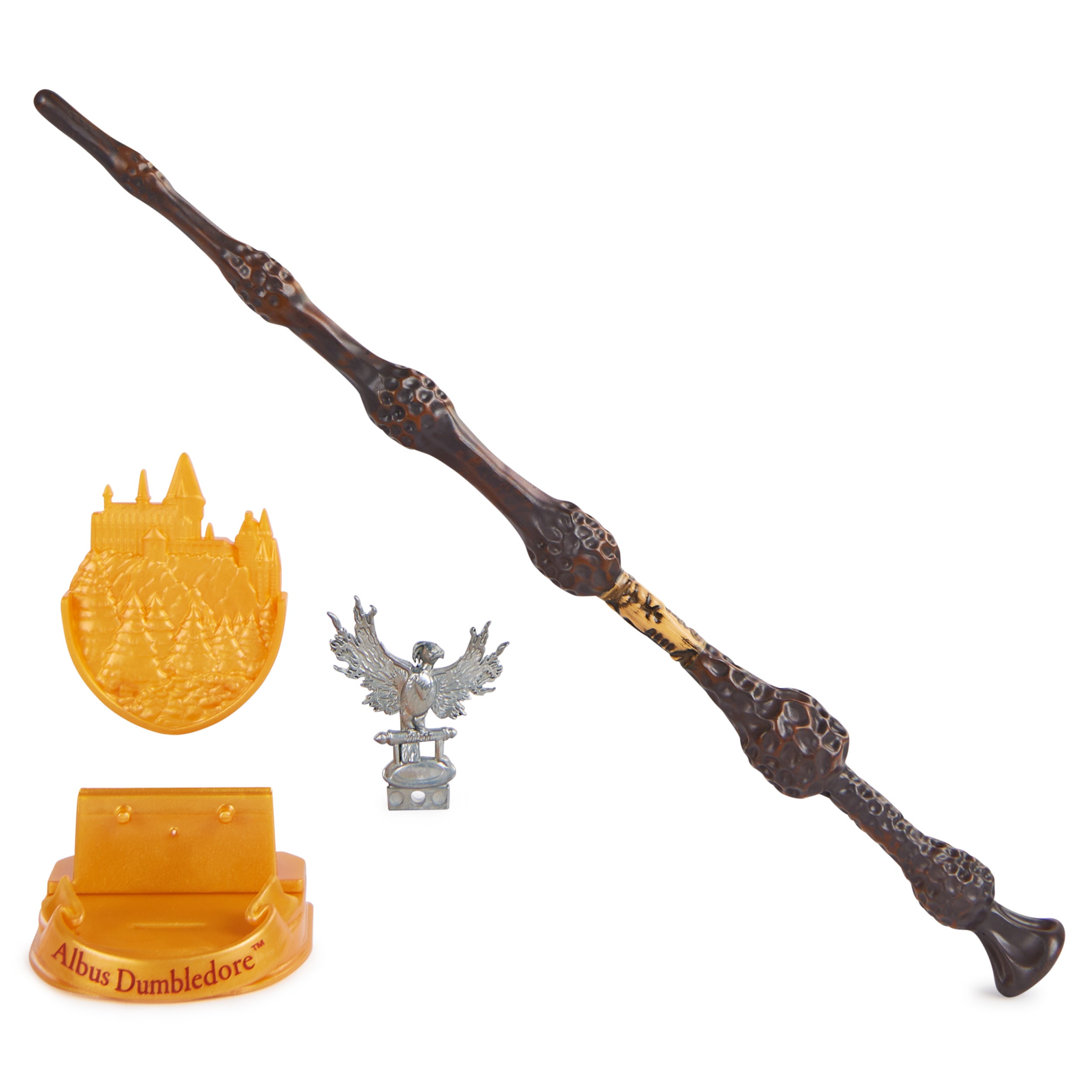 Wizarding World Harry Potter, 12-inch Magical Collector Albus Dumbledore Wand with Stand & Die-cast Icon, Magical Creatures, Accessory for Halloween Costumes