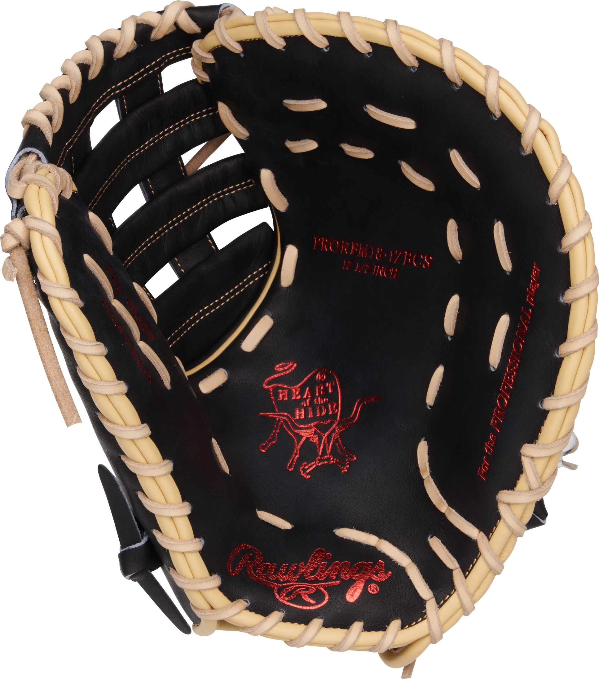 Rawlings Heart Of The Hide Series First Base Mitt 12.5-Inch Baseball Glove - Right Hand Thrower - Black