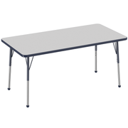 30" x 60" Rectangle T-Molding Activity Table with Adjustable Standard Ball Glide Legs - Gray/Navy