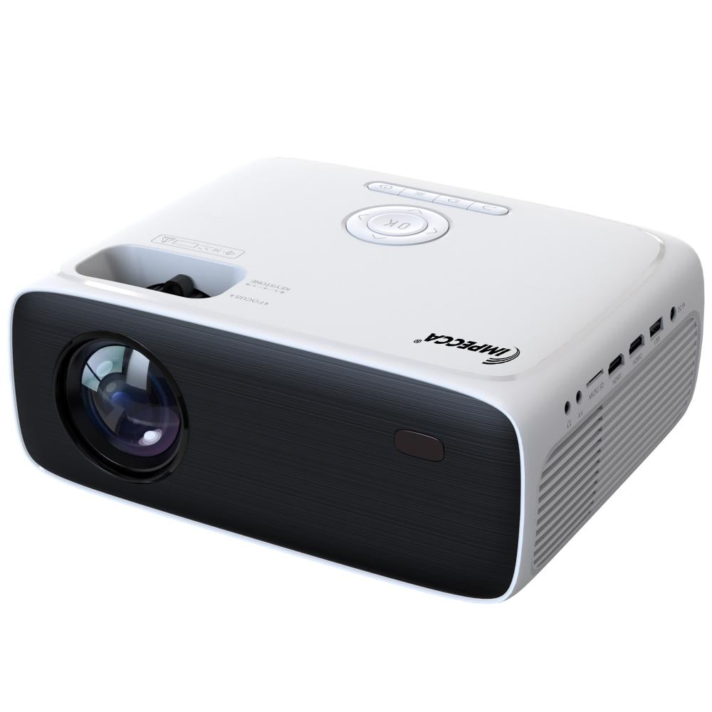 Impecca Impecca Portable Home Theater Projector, 200 ANSI Lumens, 720P, up to 180” w/ Protective Case (VP302W) - White