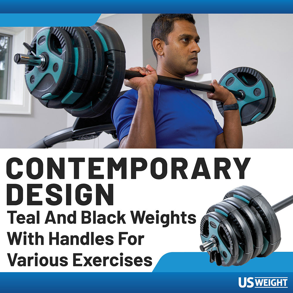 Usw 54Lb Weight Set With 55" Padded Bar - Teal