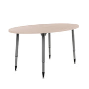 Adapte 30" x 60" Oval Woodgrain Activity Table with Adjustable Tapered Legs - Asian Sand/Silver