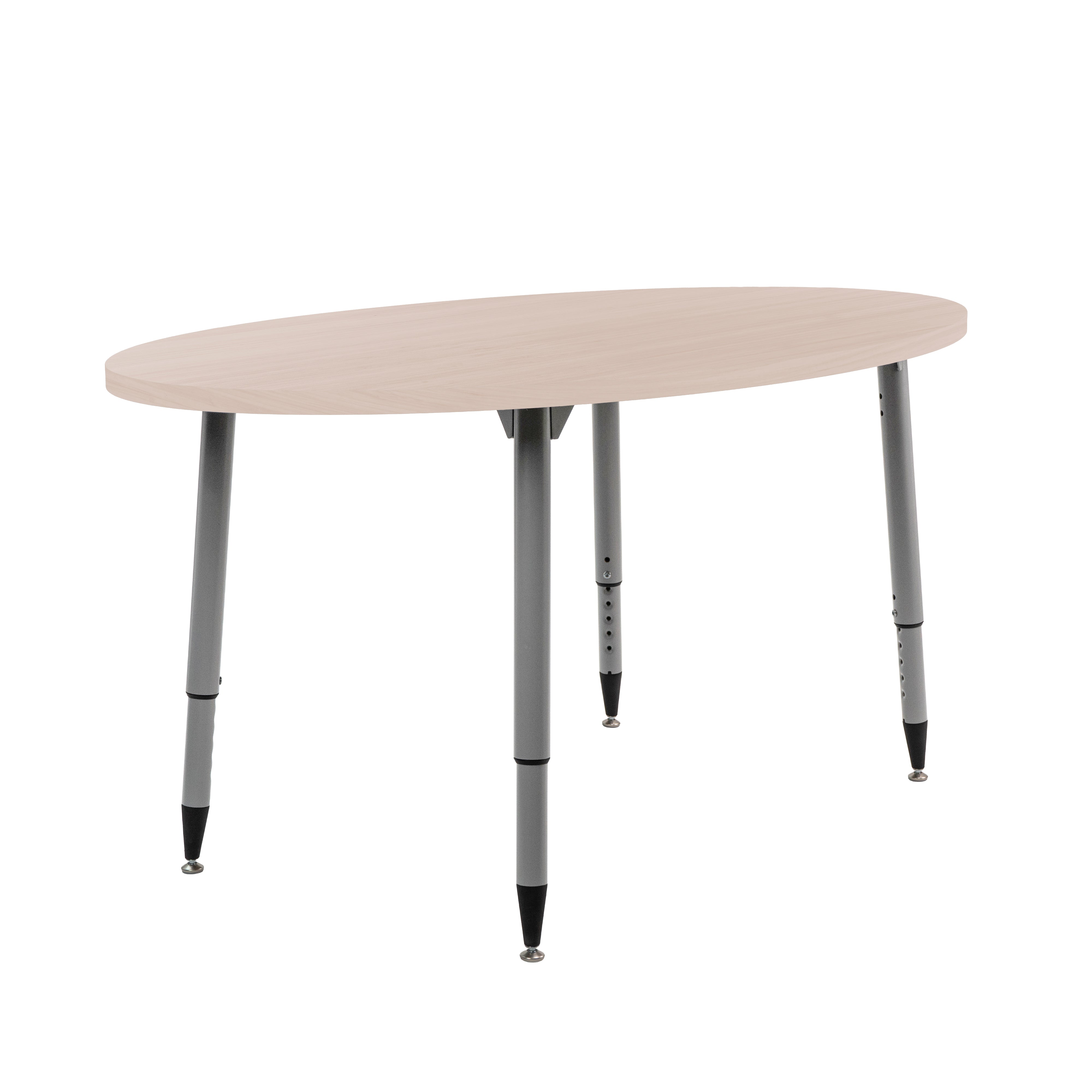 Adapte 30" x 60" Oval Woodgrain Activity Table with Adjustable Tapered Legs - Asian Sand/Silver