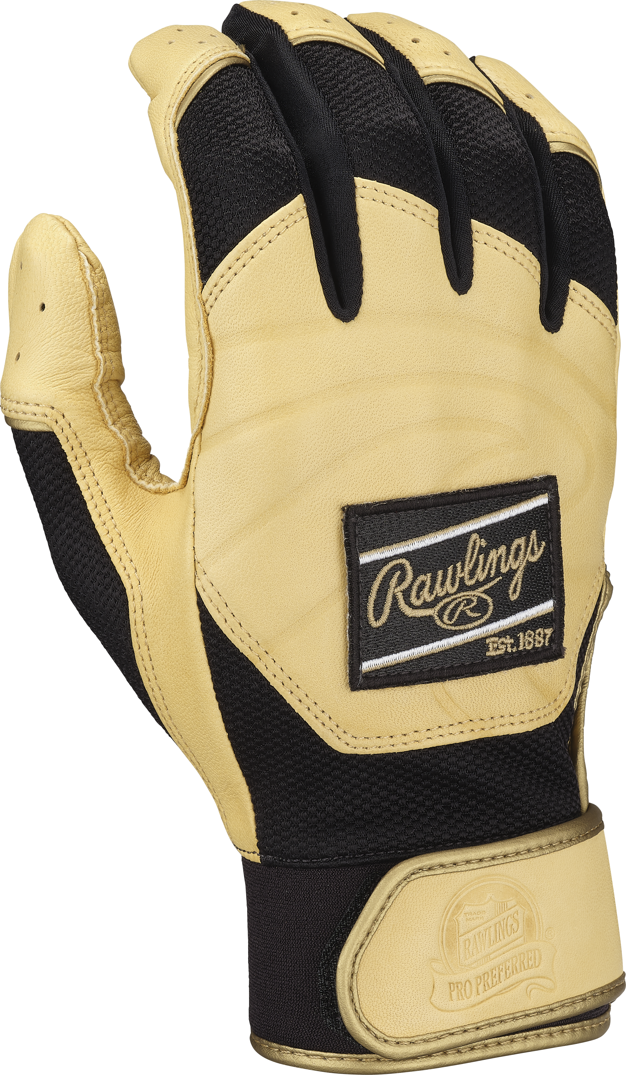 Rawlings Adult Pro Preferred Baseball Batting Gloves - Small - Camel/Black