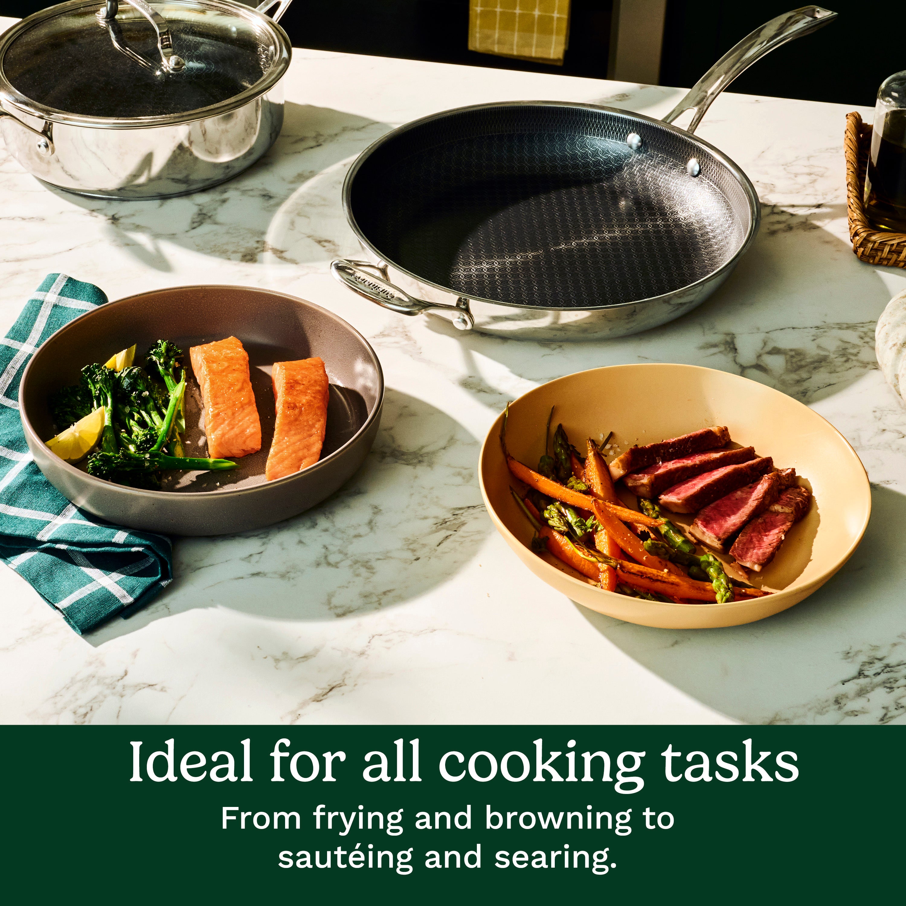 FusionPlus™ Stainless Steel 12" Wok with Lid and Helper Handle
