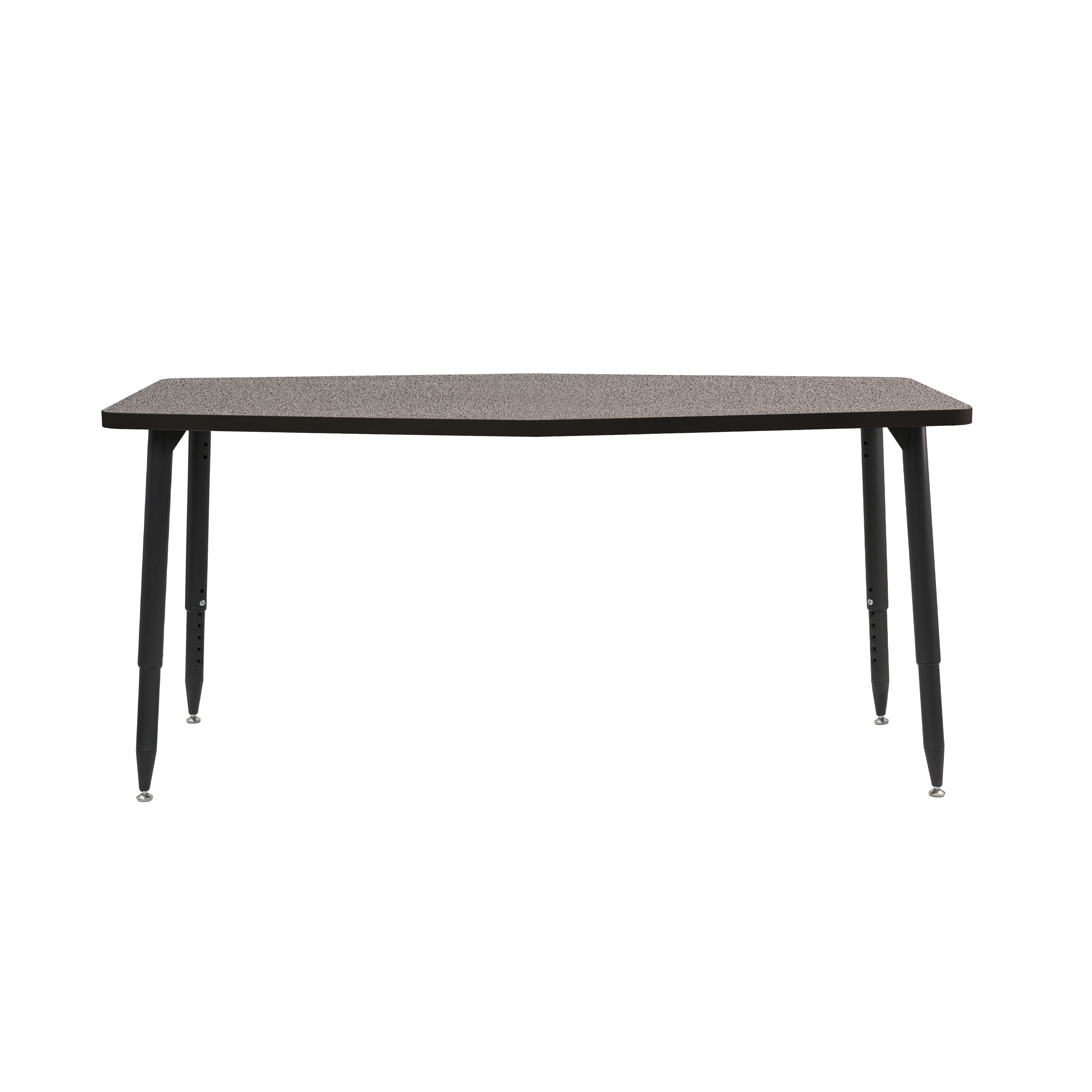 Adapte 34" x 60" Long Hexagon Thermofused Activity Table with Adjustable Tapered Legs - Gray/Black