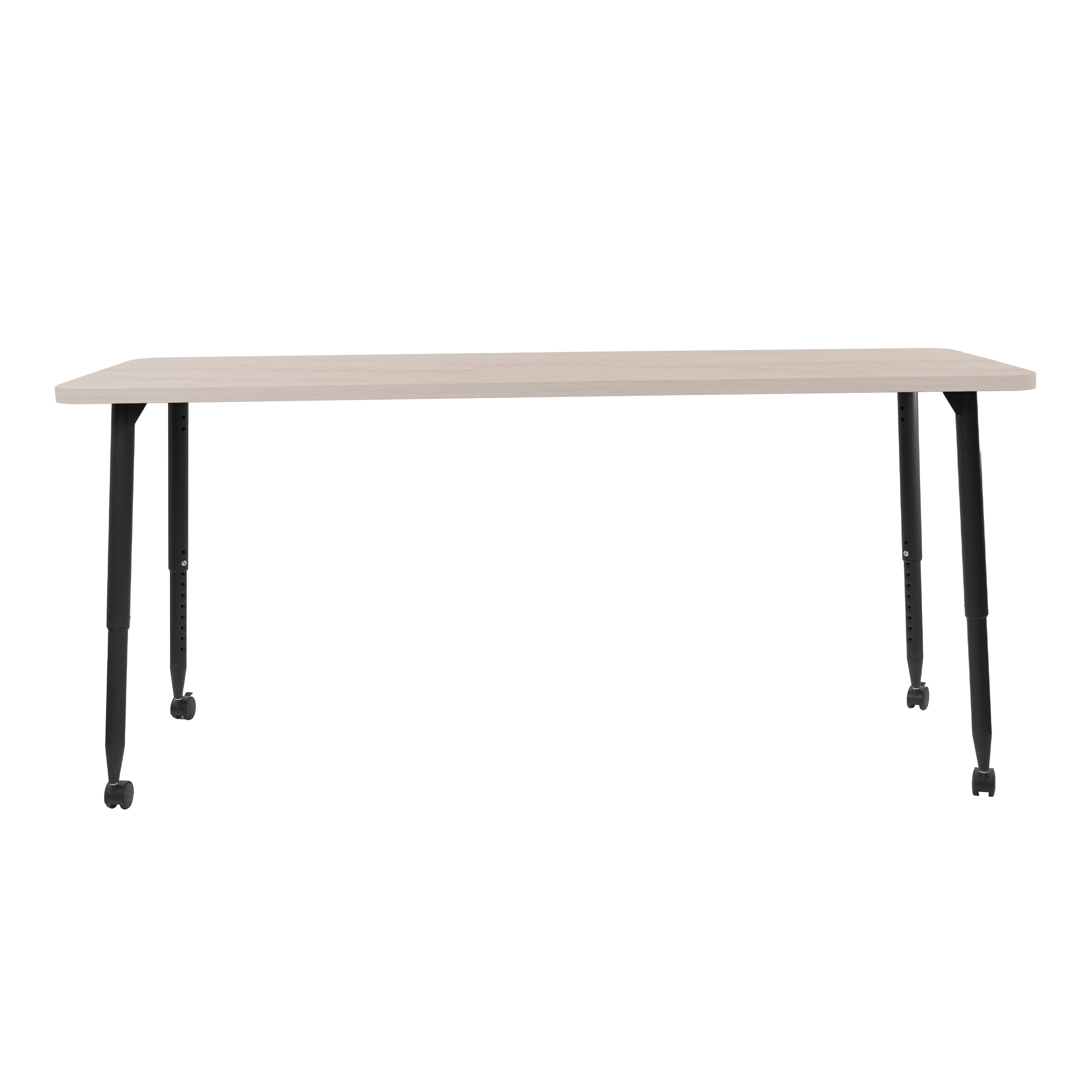 Adapte 30" x 72" Rectangle Woodgrain Activity Table with Adjustable Tapered Legs - Asian Sand/Black