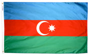 Azerbaijan Flag 2x3 ft. Nylon SolarGuard Nyl-Glo 100% Made in USA to Official United Nations Design Specifications.