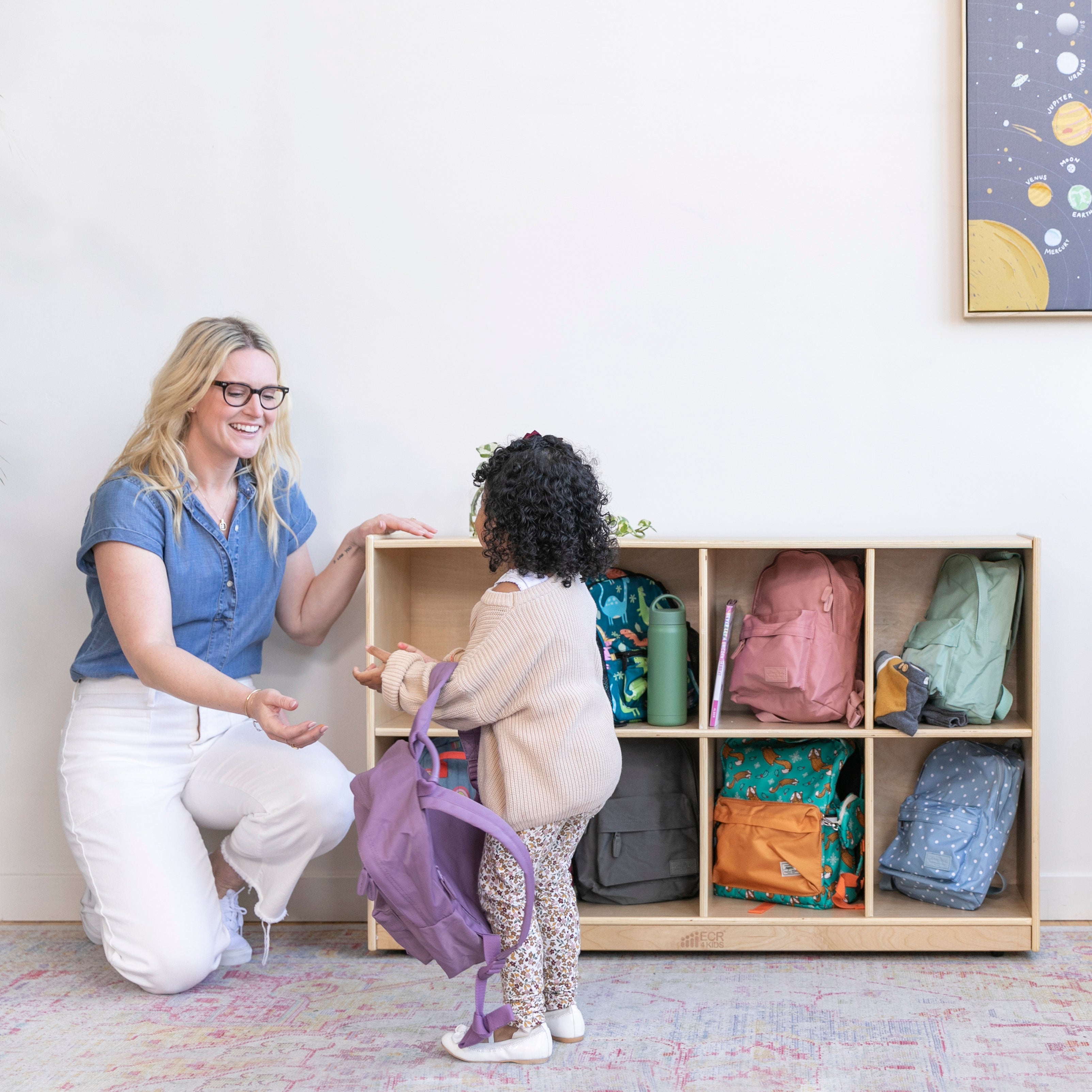 8-Compartment Backpack Storage Unit - Natural