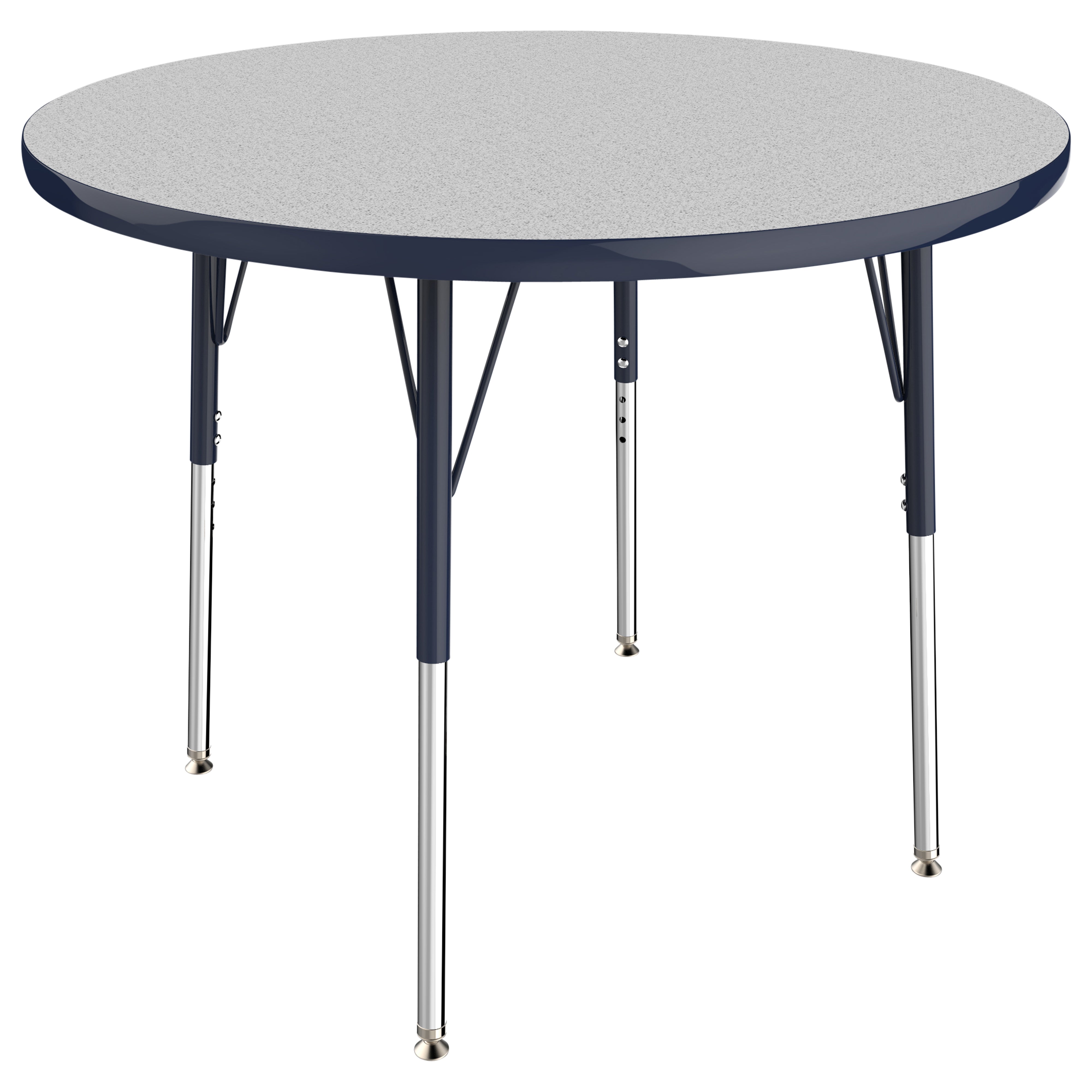 36" Round T-Molding Activity Table with Adjustable Standard Swivel Glide Legs - Gray/Navy