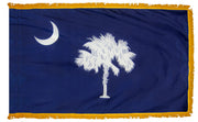 South Carolina State Flag 3x5 ft. Nylon with Pole Sleeve and Gold Fringe for Parades, and Indoor Display