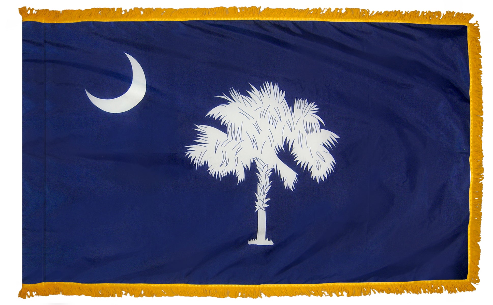 South Carolina State Flag 3x5 ft. Nylon with Pole Sleeve and Gold Fringe for Parades, and Indoor Display
