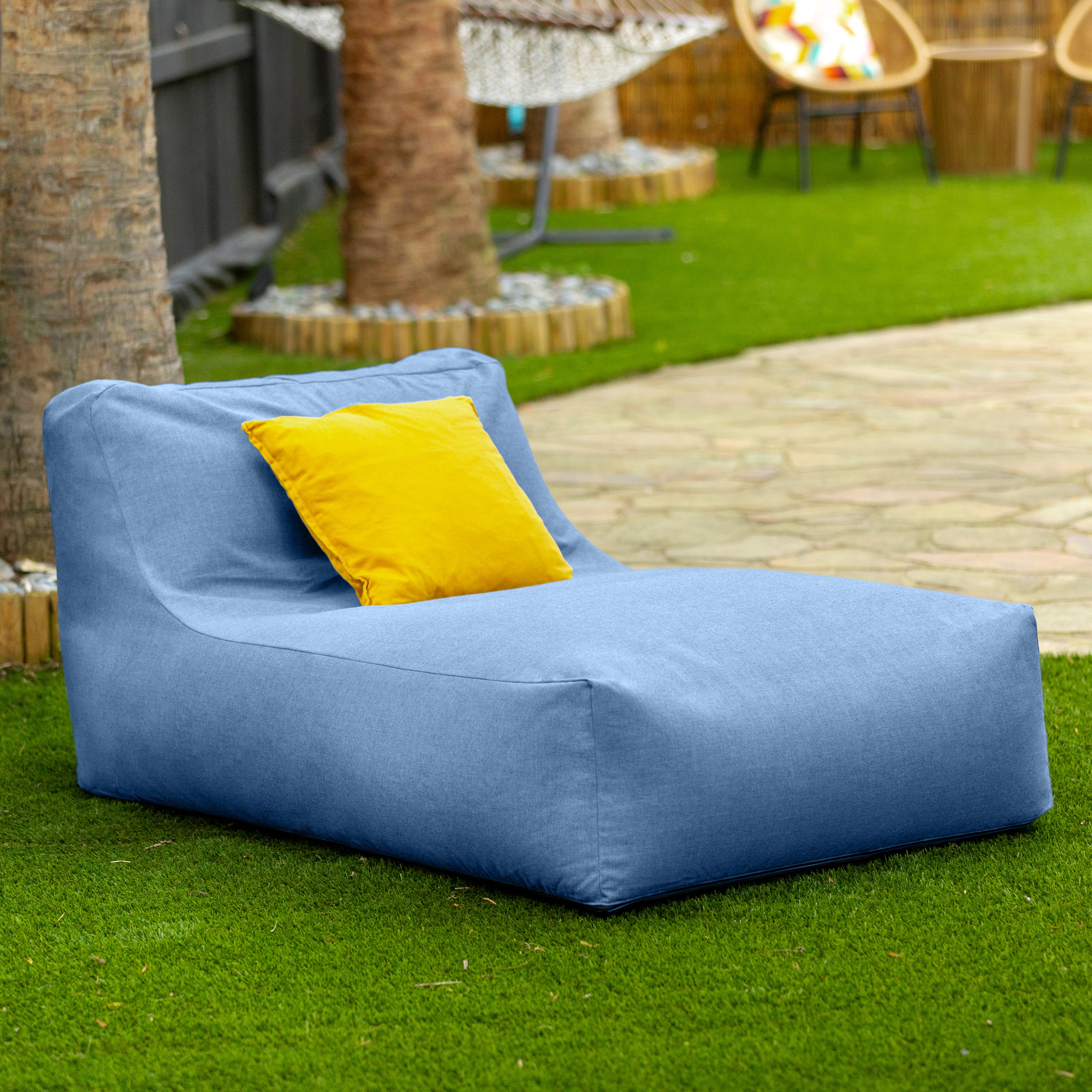 Coza Outdoor Sun Lounger - Luxurious Giant Outdoor Chaise - Sunbrella, Ocean Blue