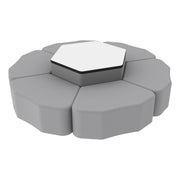 Pro Series Dry-Erase Hexagon Ottoman Table with Petal 12" H Seating, 7-Piece Set - Gray/Whiteboard