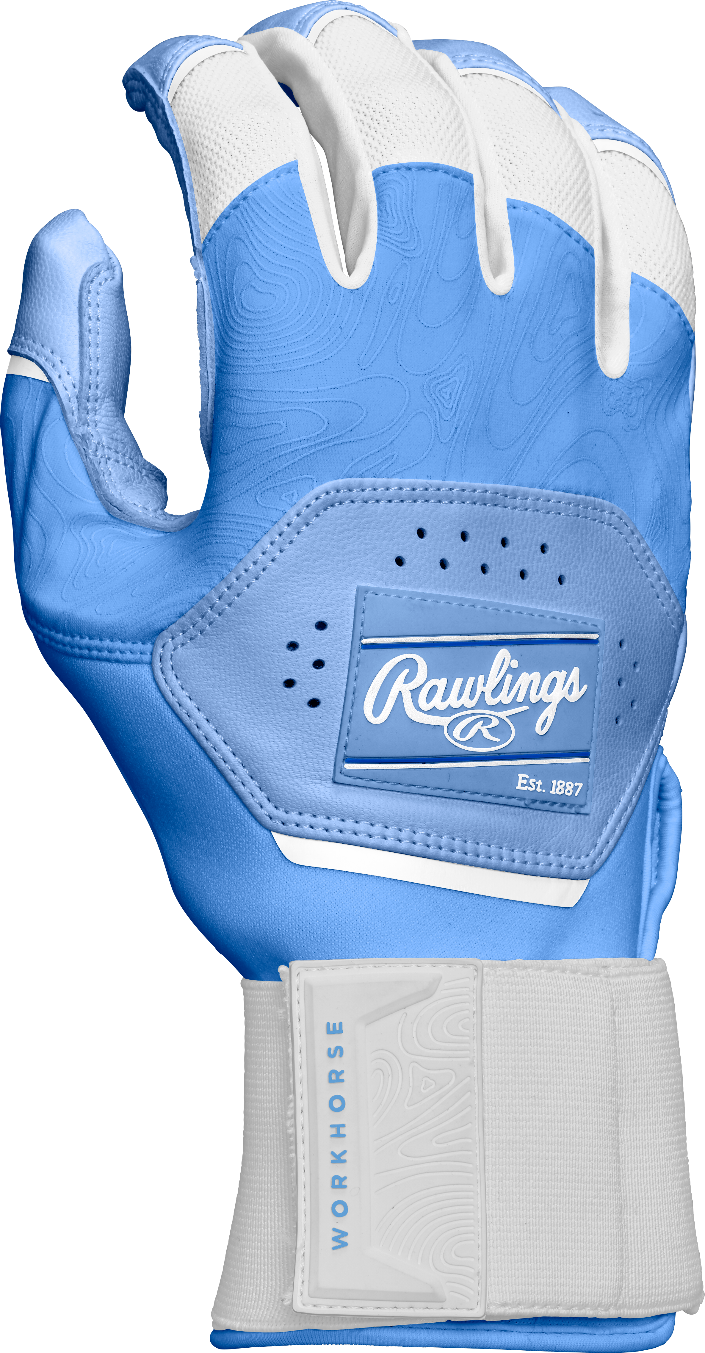 Rawlings Youth Workhorse Compression Strap Batting Gloves - Large - Columbia Blue