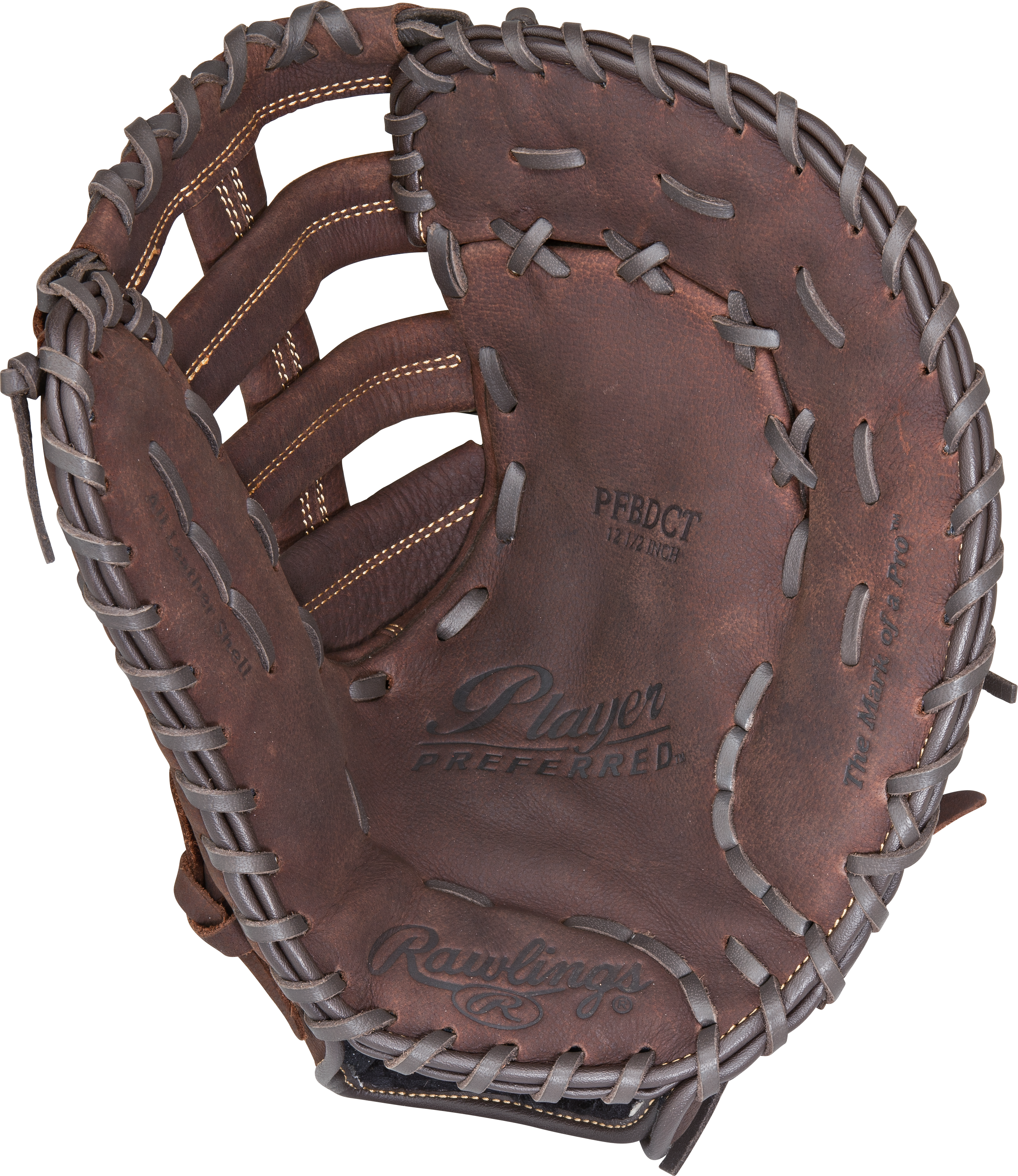 Rawlings Player Preferred Adult Series First Base Mitt 12.5-Inch Baseball Glove - Right Hand Thrower - Dark Brown
